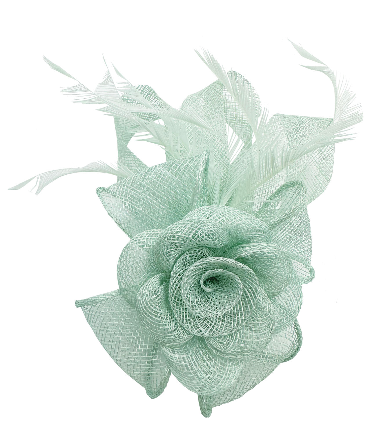 AB18189 Twisted Sinamay Flower Fascinator with Loops and Spiky Feathers