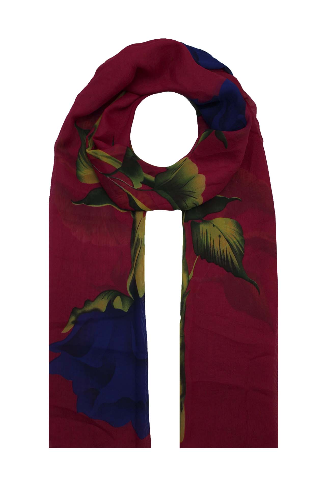 AB1833-10 Rose Flower Print Chiffon Scarf