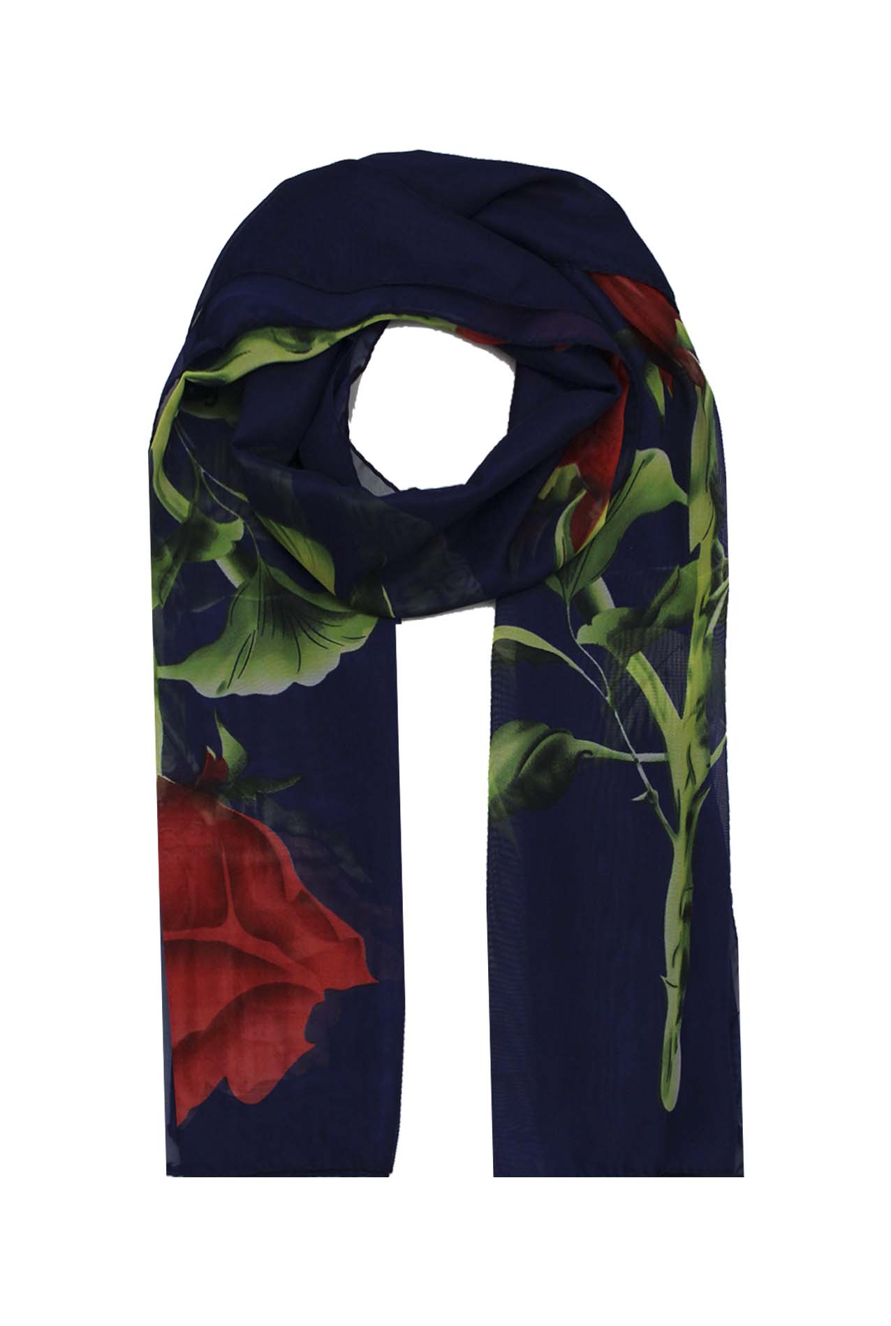 AB1833-10 Rose Flower Print Chiffon Scarf