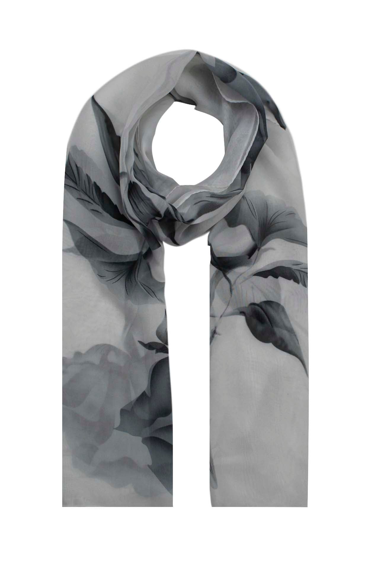 AB1833-10 Rose Flower Print Chiffon Scarf