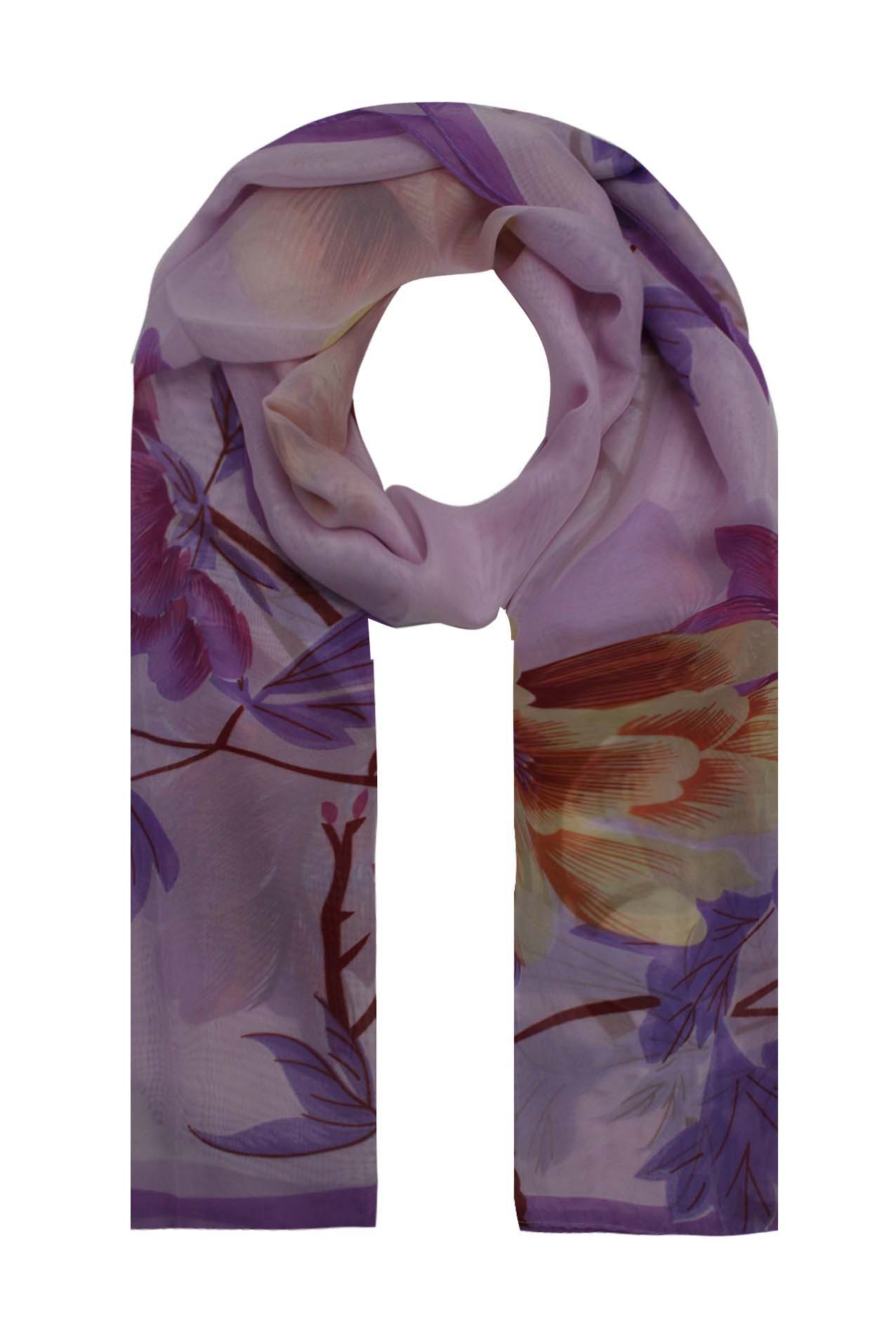 AB1833-8 Chiffon Scarf with Flowers Printing