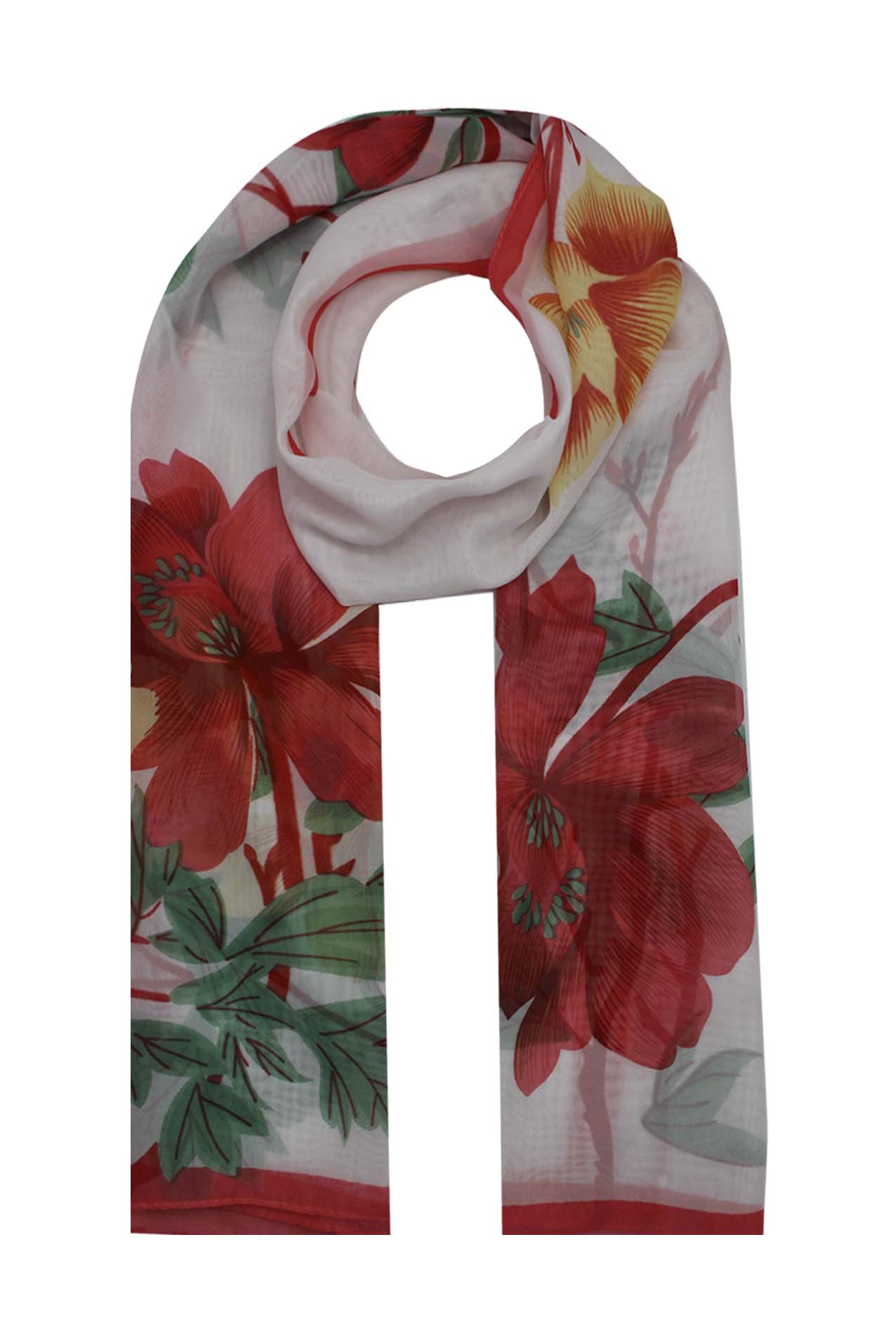 AB1833-8 Chiffon Scarf with Flowers Printing