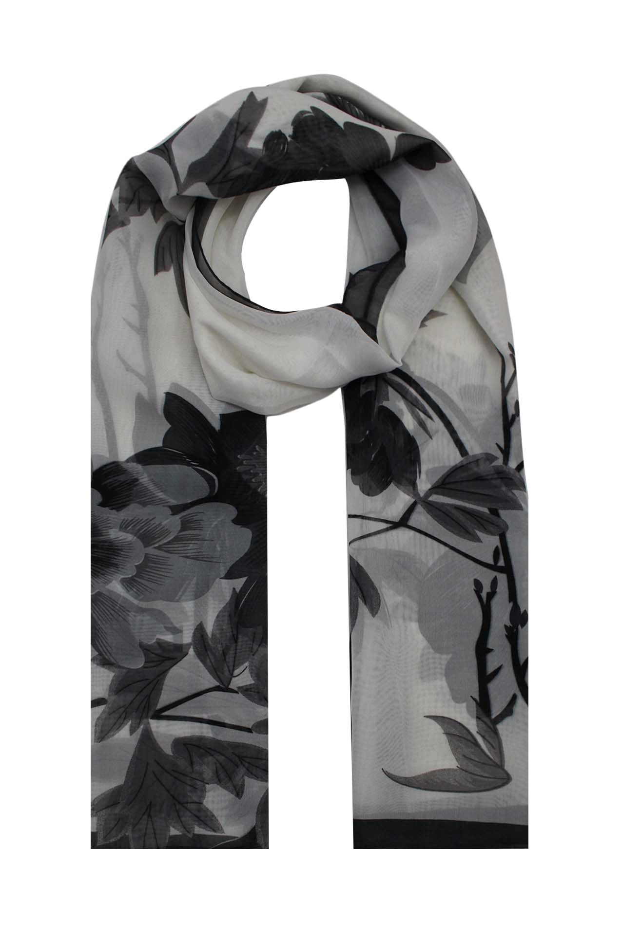 AB1833-8 Chiffon Scarf with Flowers Printing