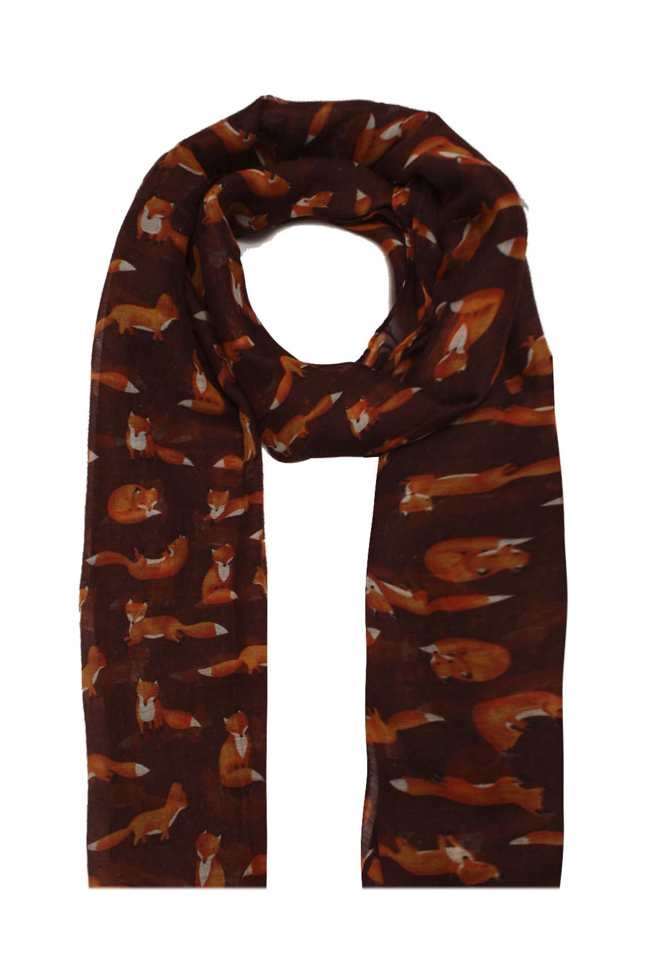 AB1850-334 Small Fox Print Viscose Scarf