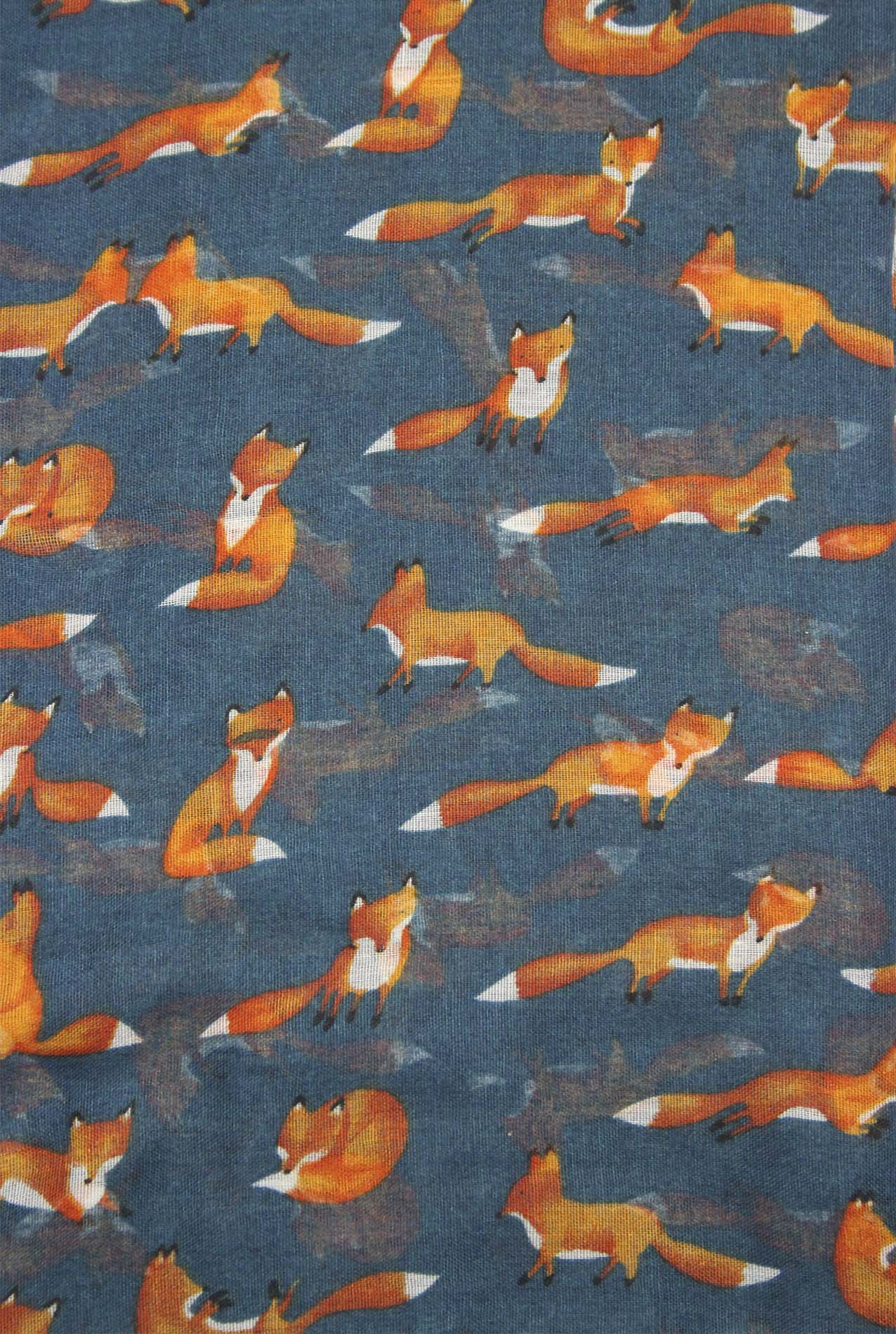 AB1850-334 Small Fox Print Viscose Scarf