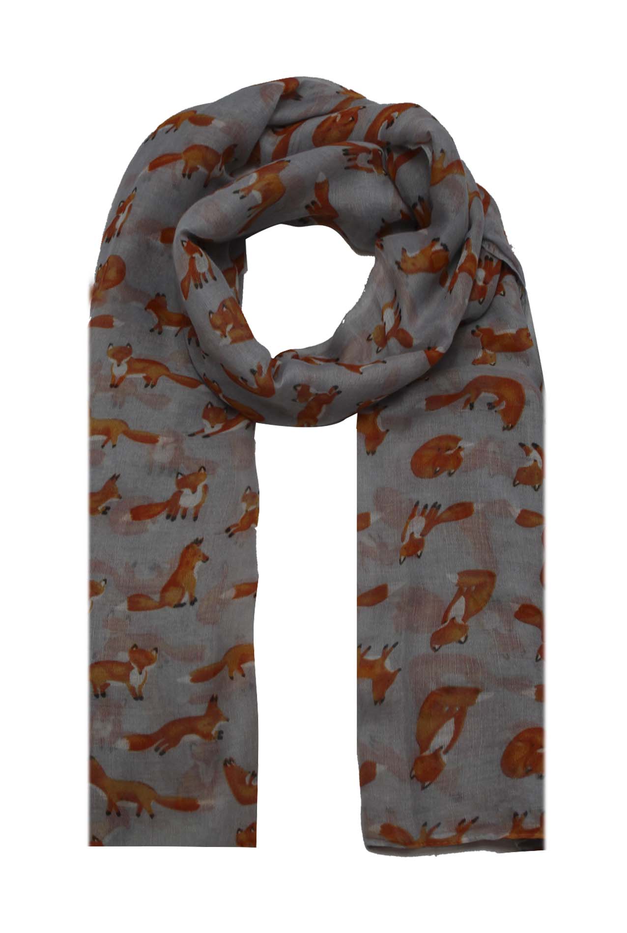 AB1850-334 Small Fox Print Viscose Scarf