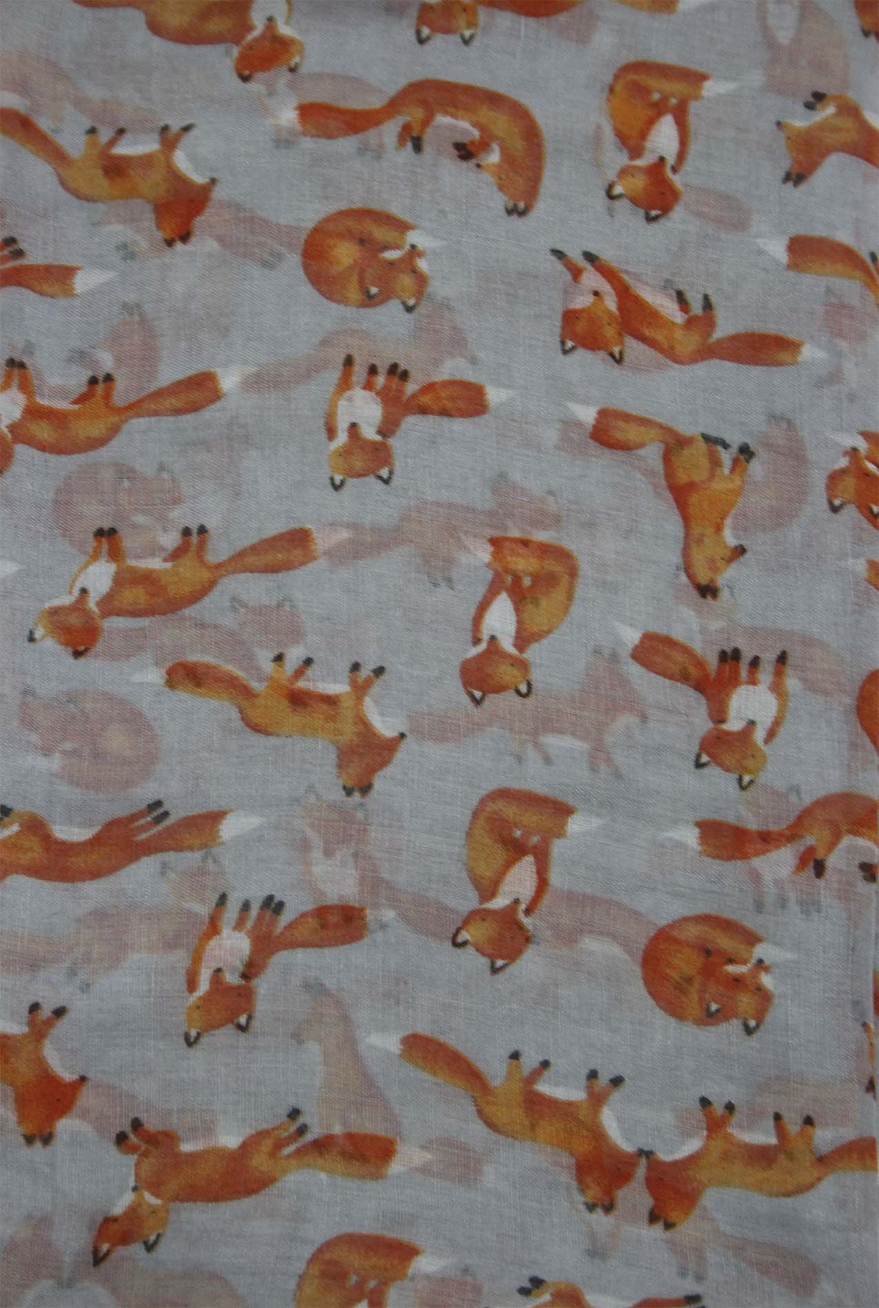 AB1850-334 Small Fox Print Viscose Scarf