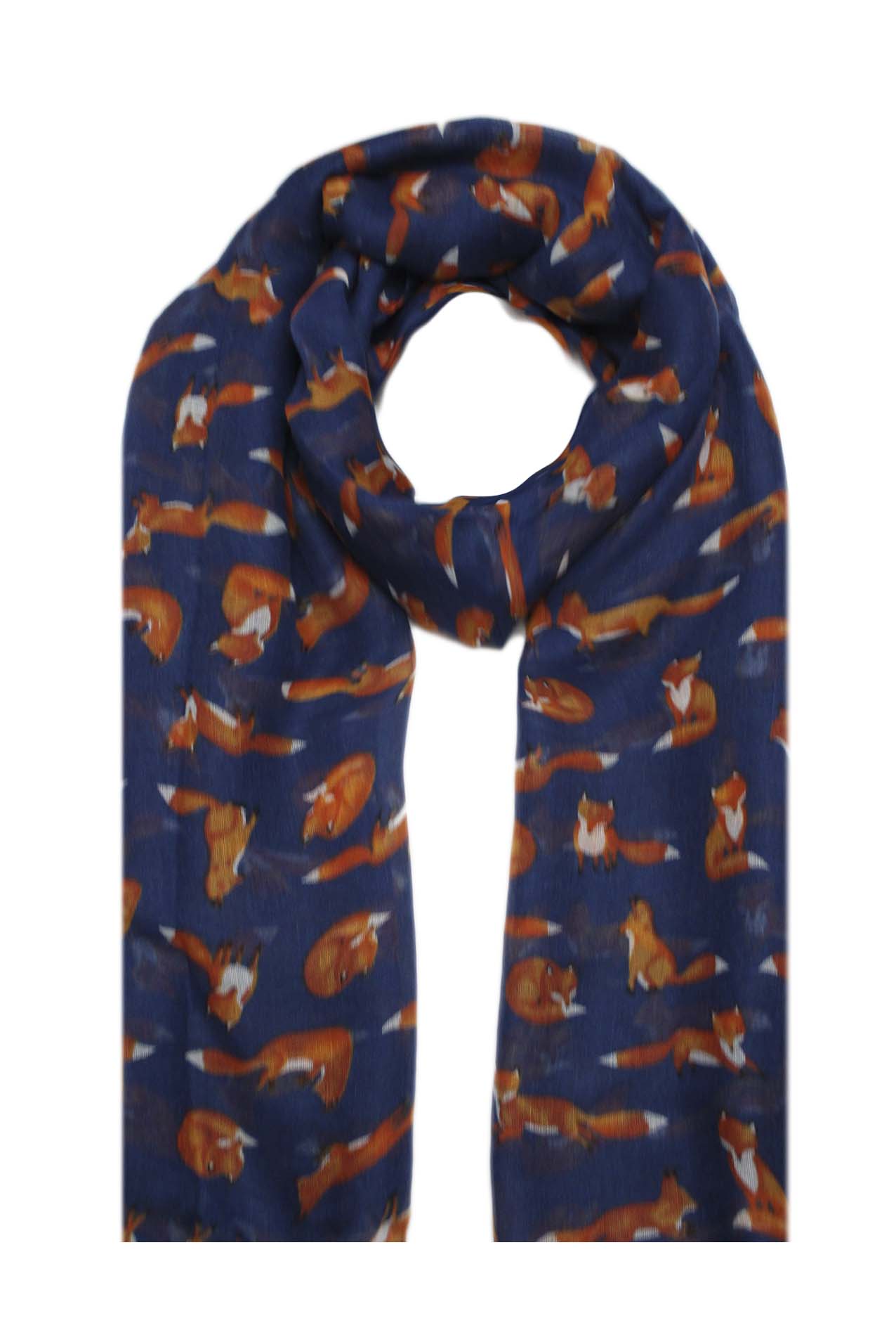 AB1850-334 Small Fox Print Viscose Scarf