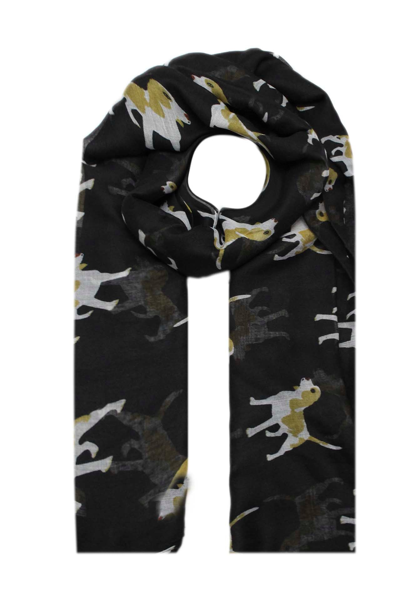 AB1850-342 Large Dog Print Lightweight Scarf