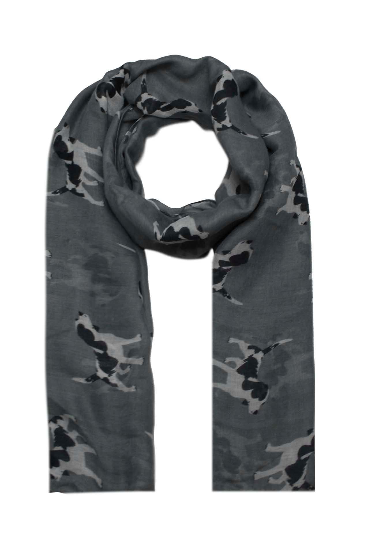 AB1850-342 Large Dog Print Lightweight Scarf