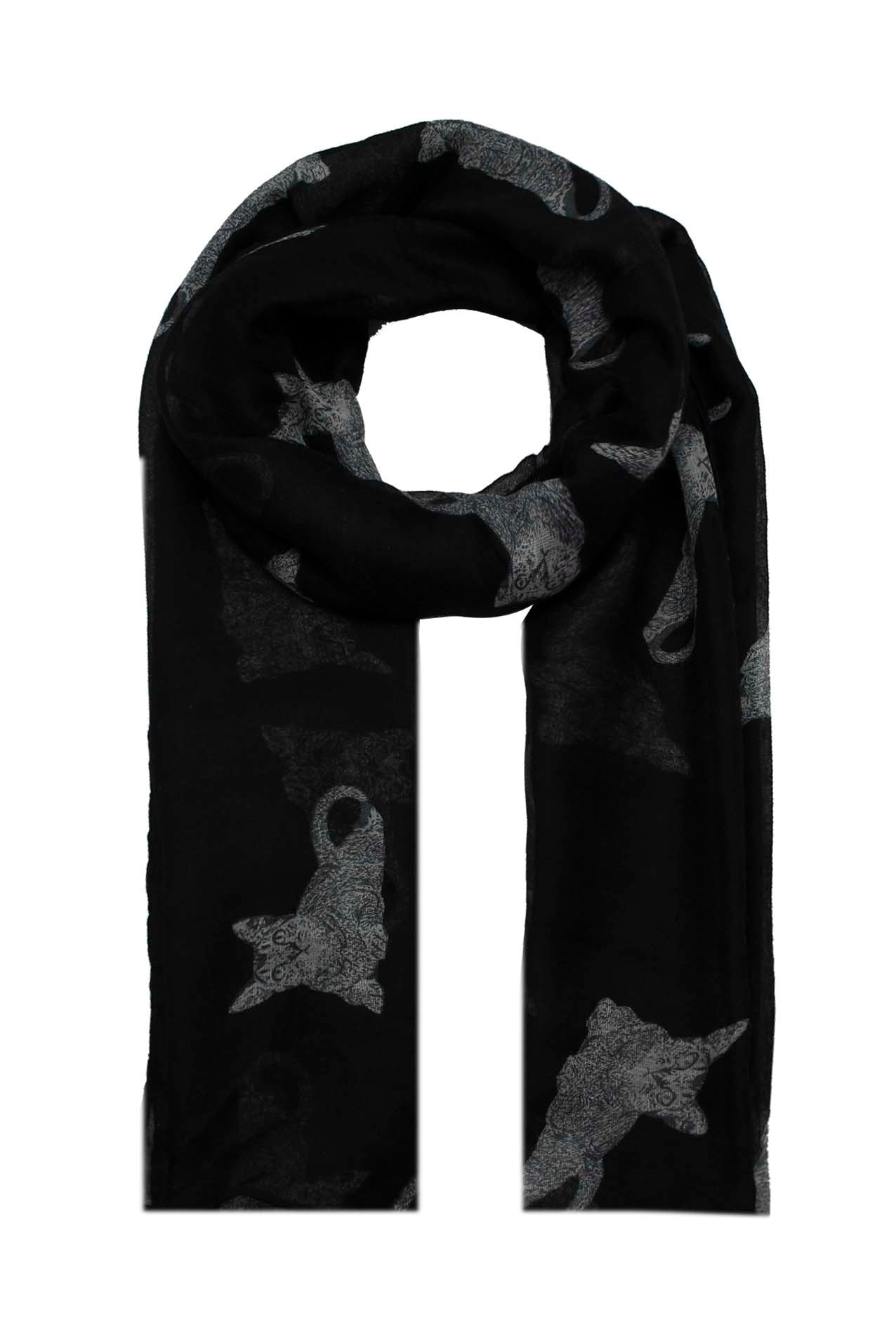 AB1850-350 Cat Print Viscose scarf