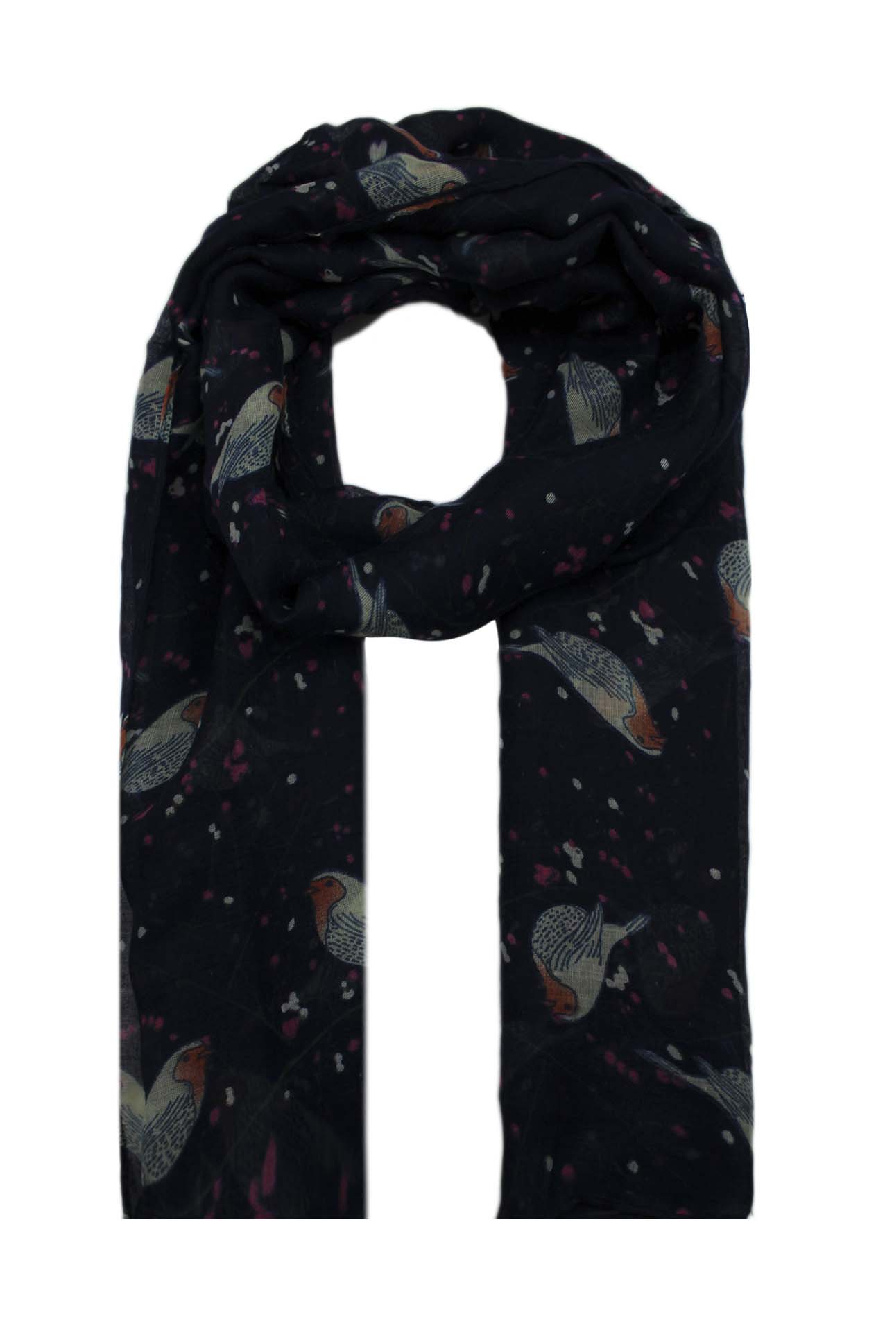 AB1850-358 Robin Bird Patterned Scarf