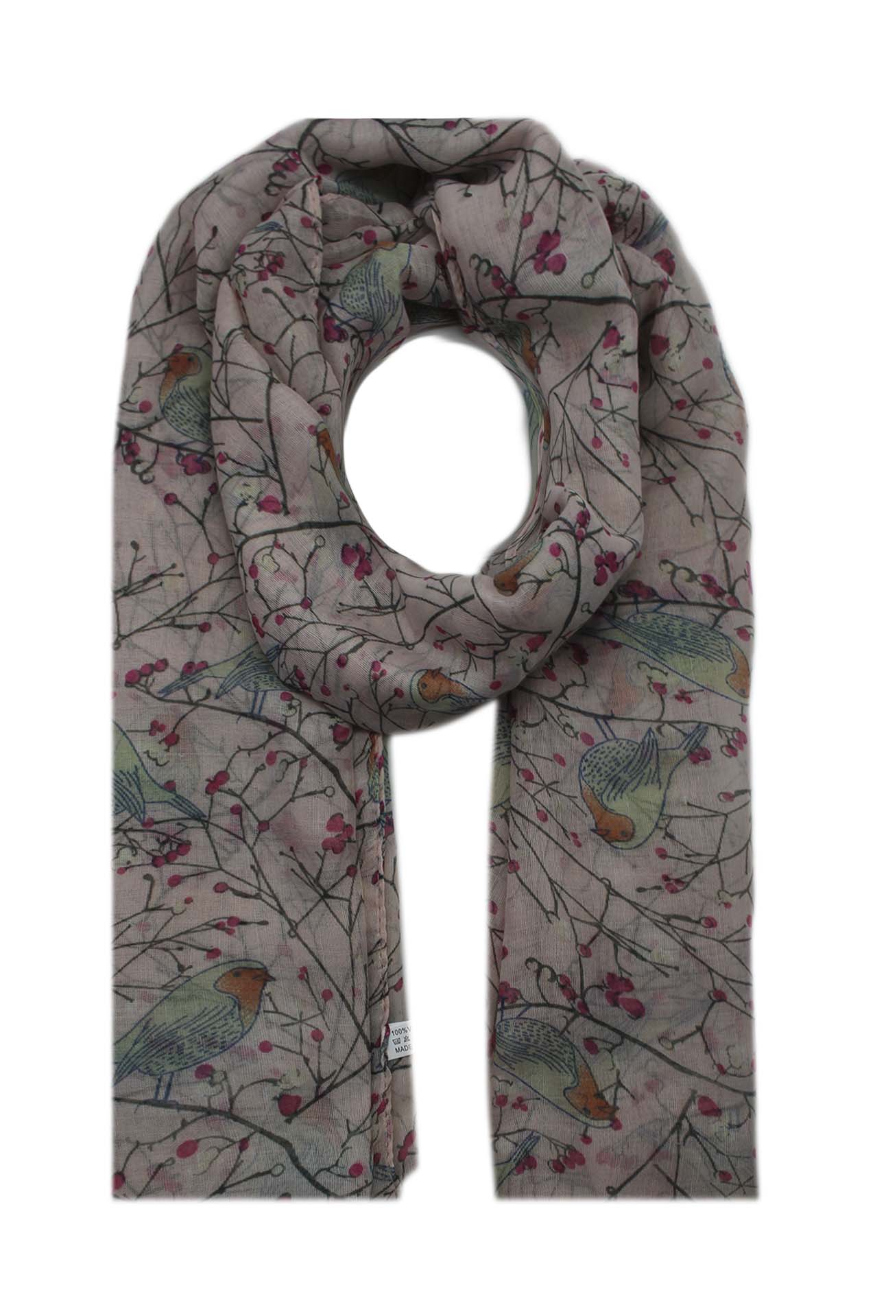 AB1850-358 Robin Bird Patterned Scarf