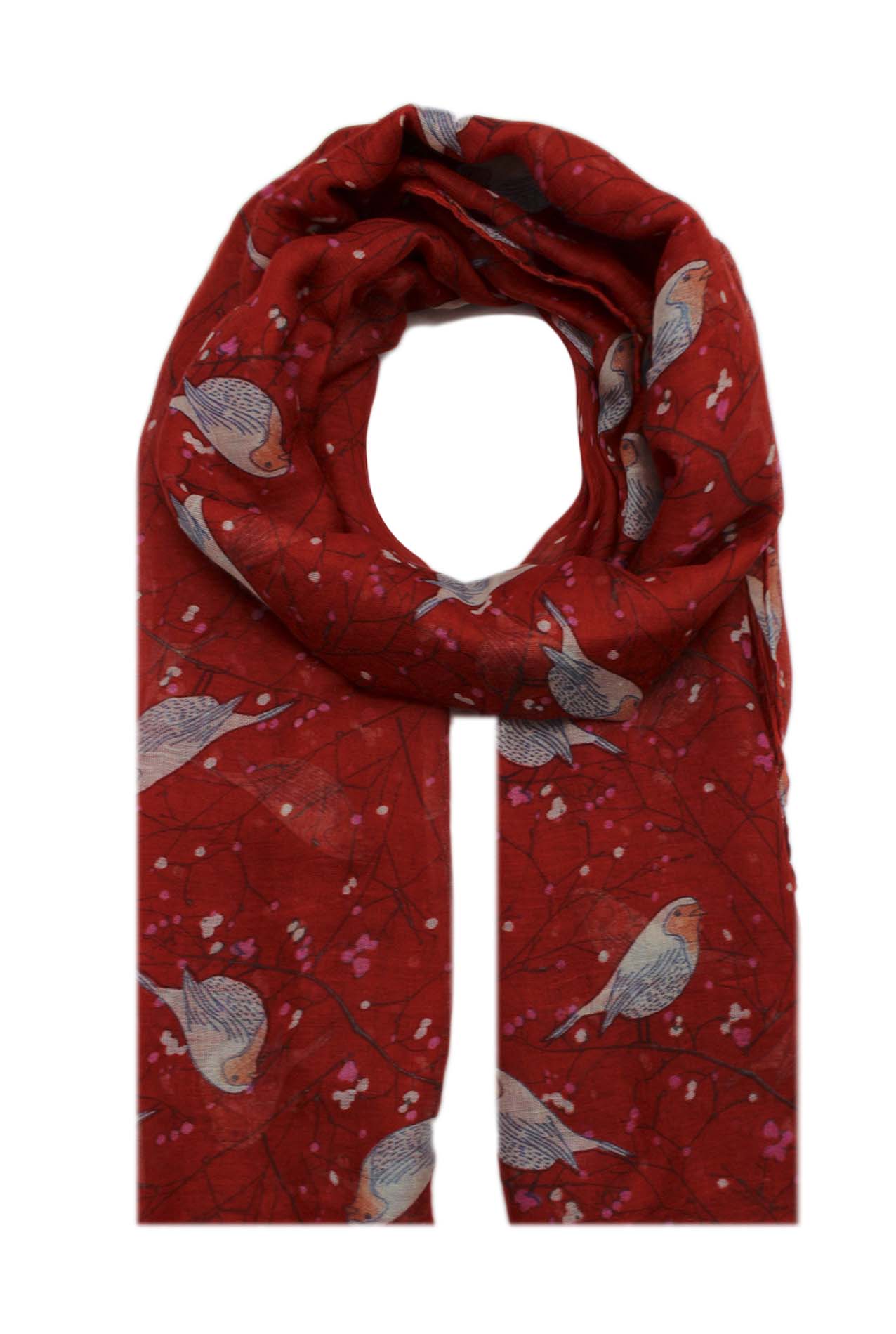 AB1850-358 Robin Bird Patterned Scarf