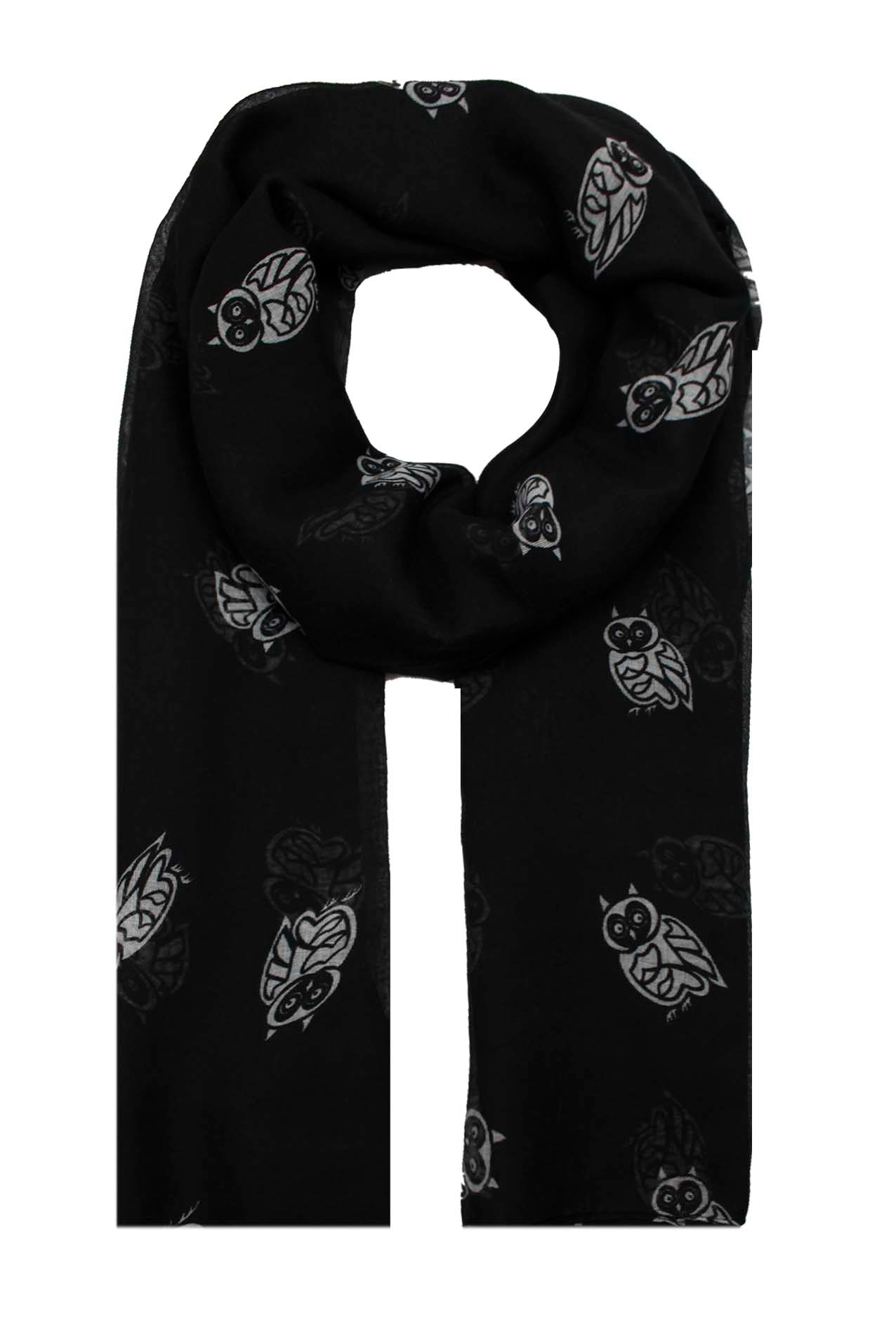 AB1850-362 Owl Pattern Viscose Scarf