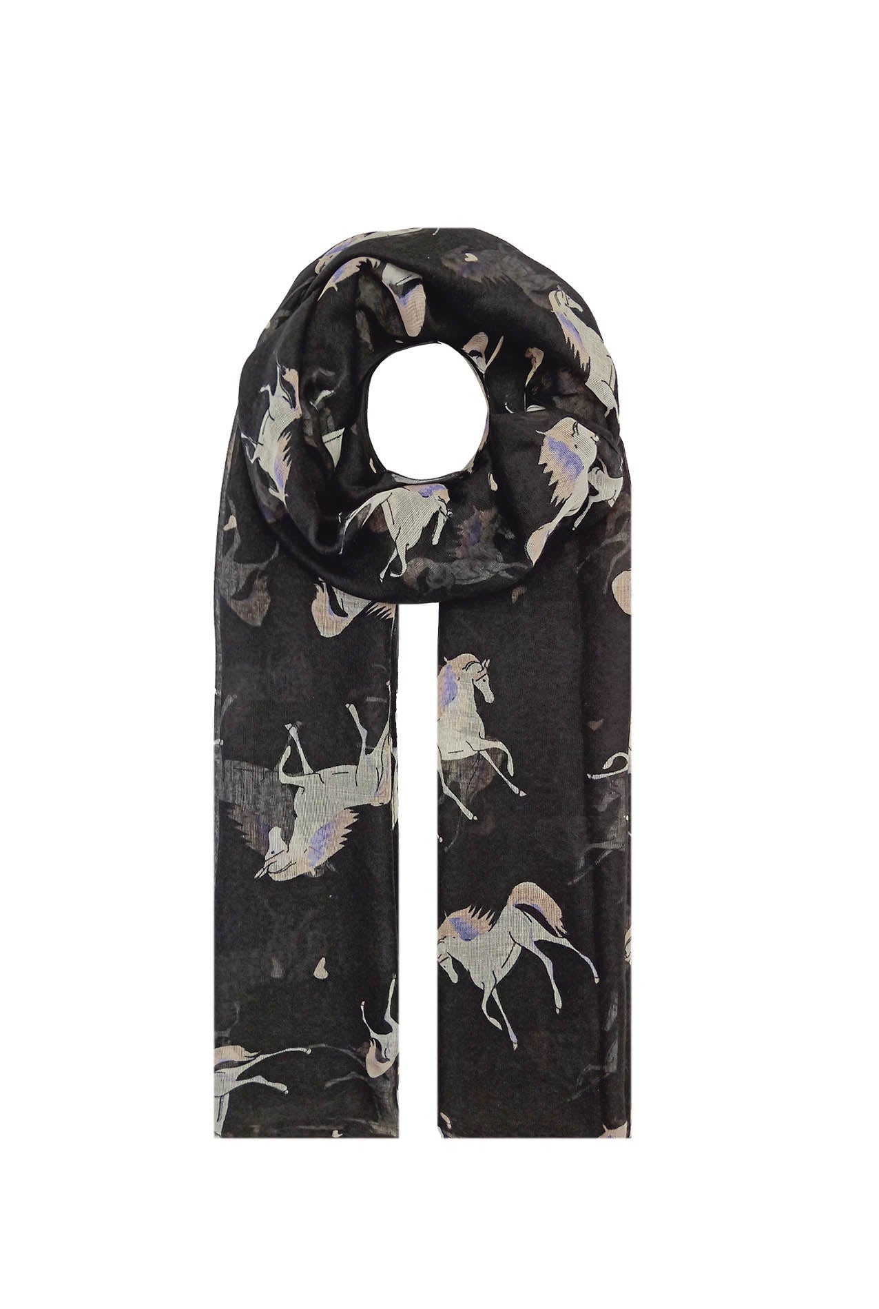 AB1850-372 Horse Pattern Viscose Scarf