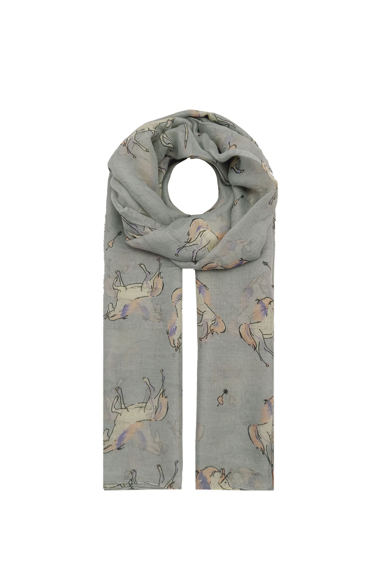 AB1850-372 Horse Pattern Viscose Scarf