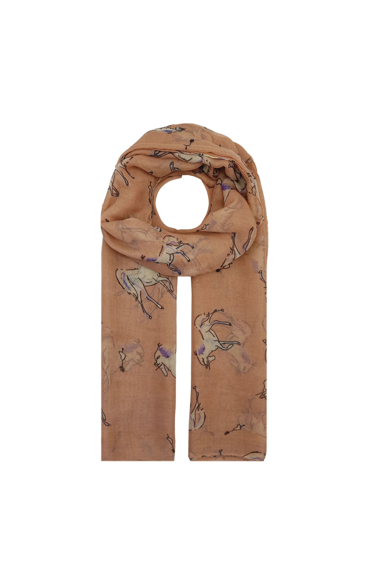 AB1850-372 Horse Pattern Viscose Scarf