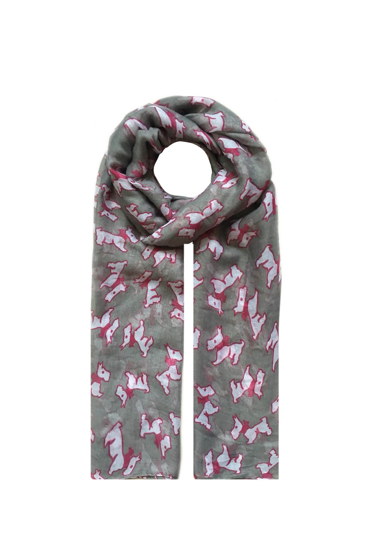 AB1850-383 Large Dog Patterned Scarf