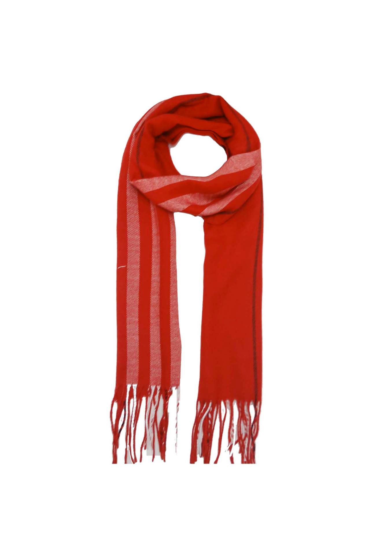 AB1853-190 Colour Block Viscose Scarf with Stripes