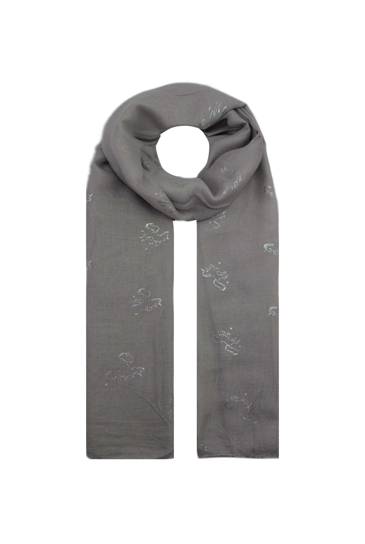 AB1865-47 Small Foil Unicorn Pattern Scarf