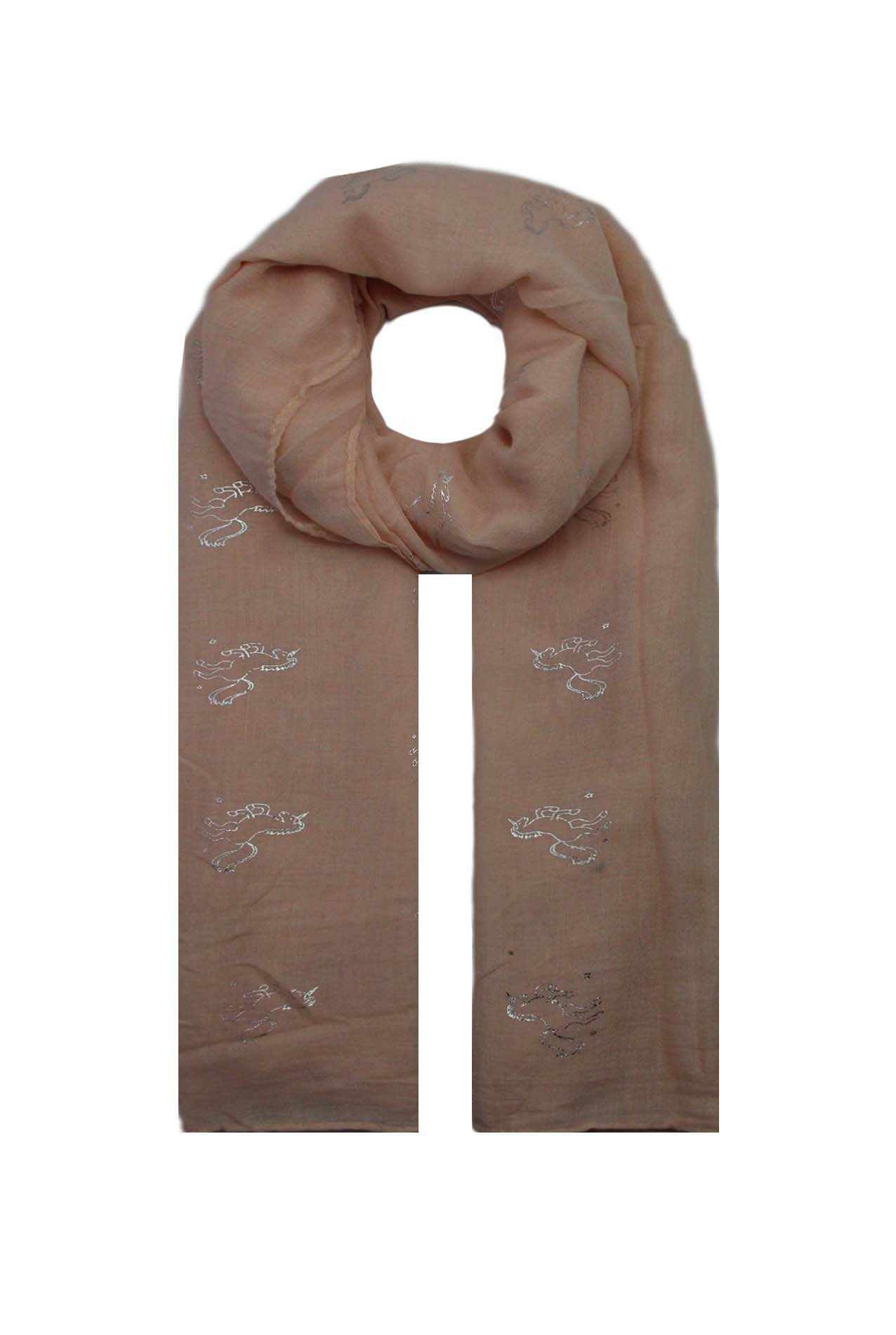 AB1865-47 Small Foil Unicorn Pattern Scarf