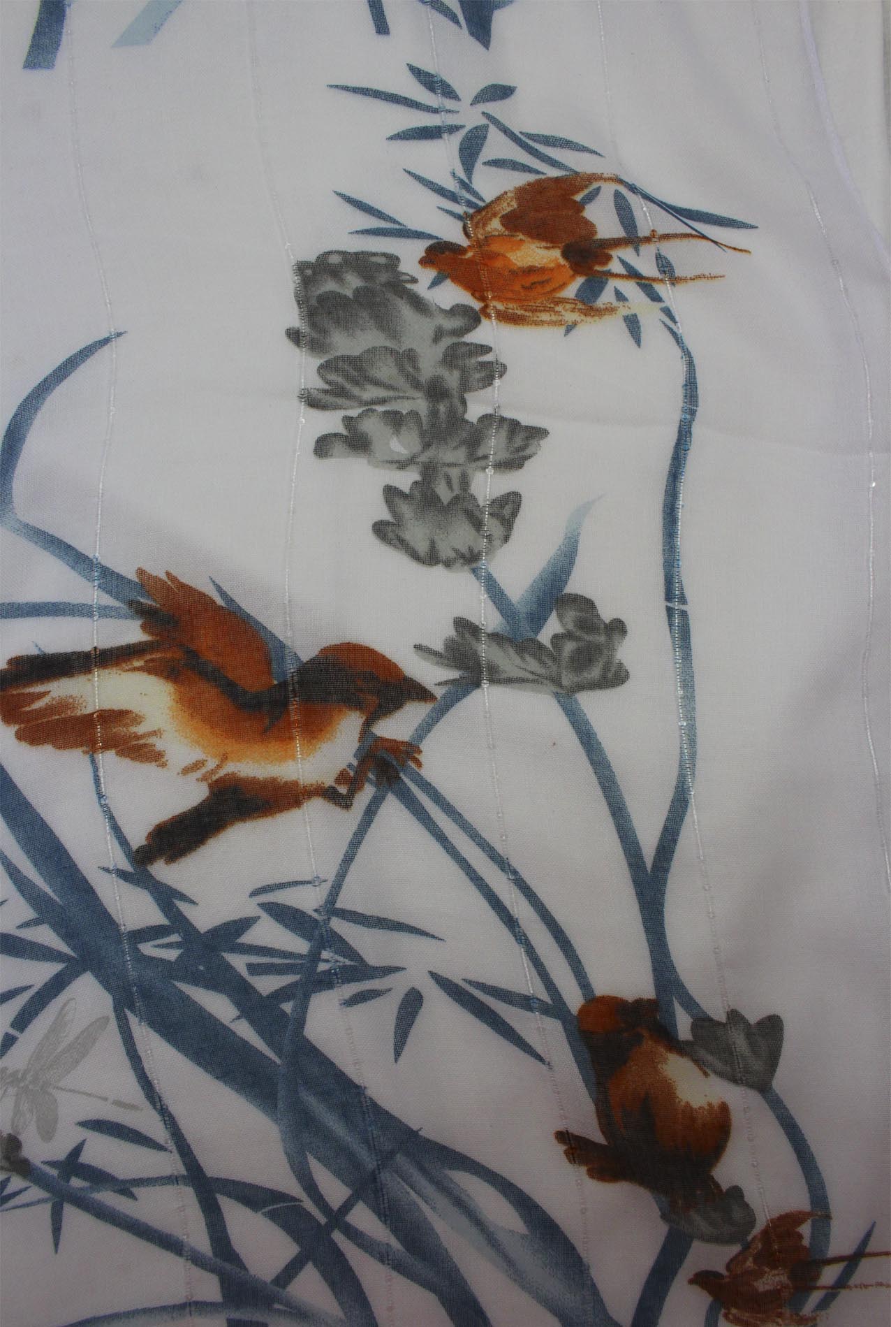 AB1873-19 Spring Garden Scarf with Flowers and Birds