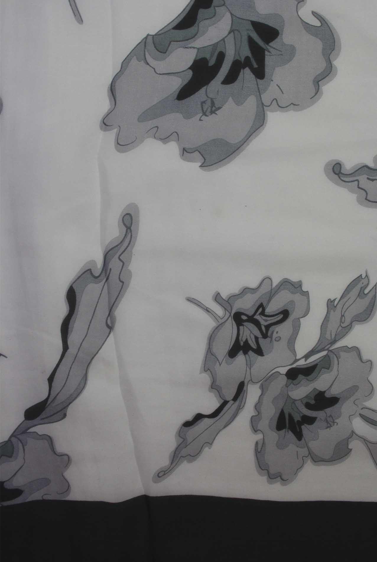 AB1873-34 Floral Pattern Silk Blend Scarf with Border