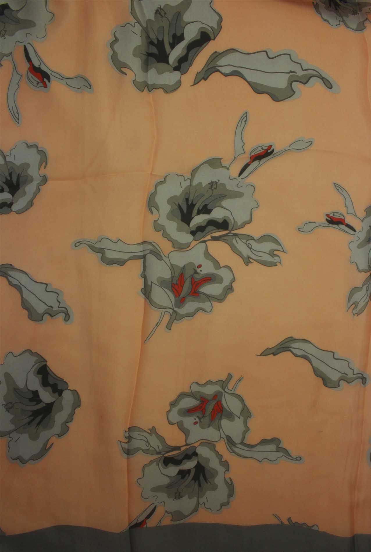 AB1873-34 Floral Pattern Silk Blend Scarf with Border