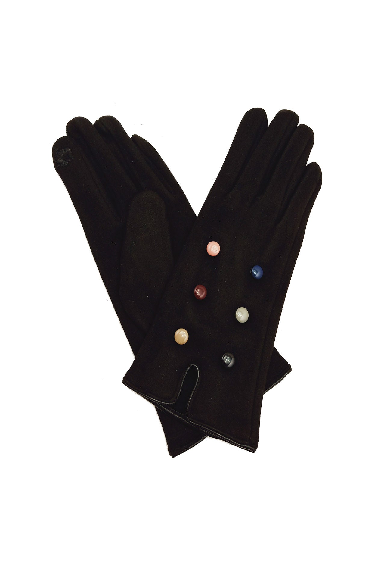 AB1885-254 Velvet Fashion Gloves with Multicolour Buttons