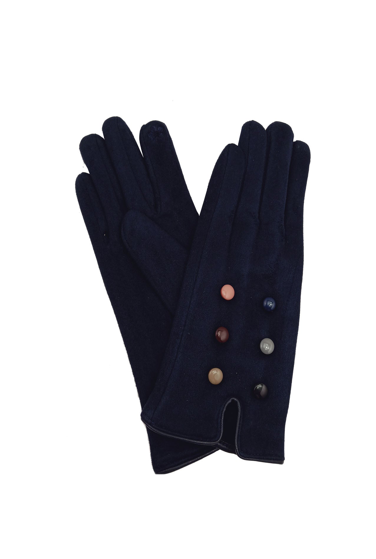 AB1885-254 Velvet Fashion Gloves with Multicolour Buttons