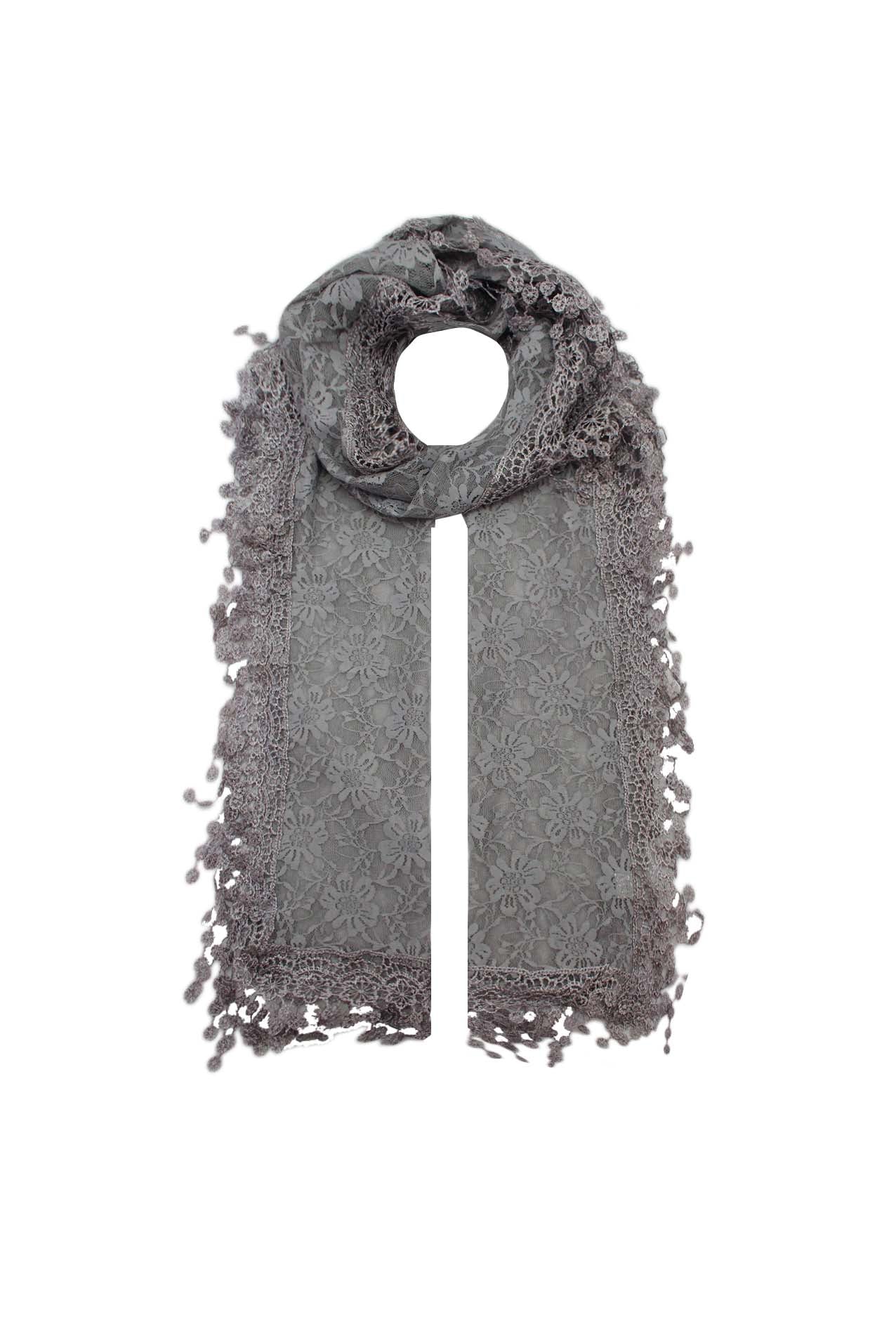 AB1885-49 Lace Pattern Cotton Blend Scarf