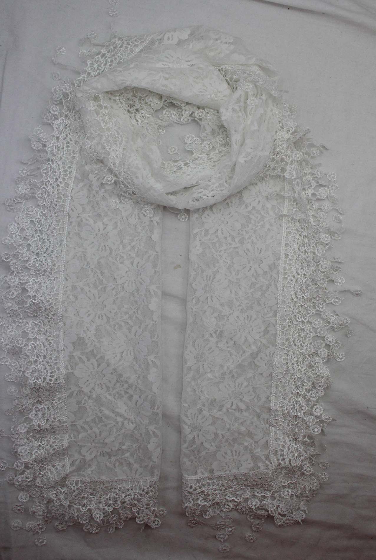 AB1885-49 Lace Pattern Cotton Blend Scarf