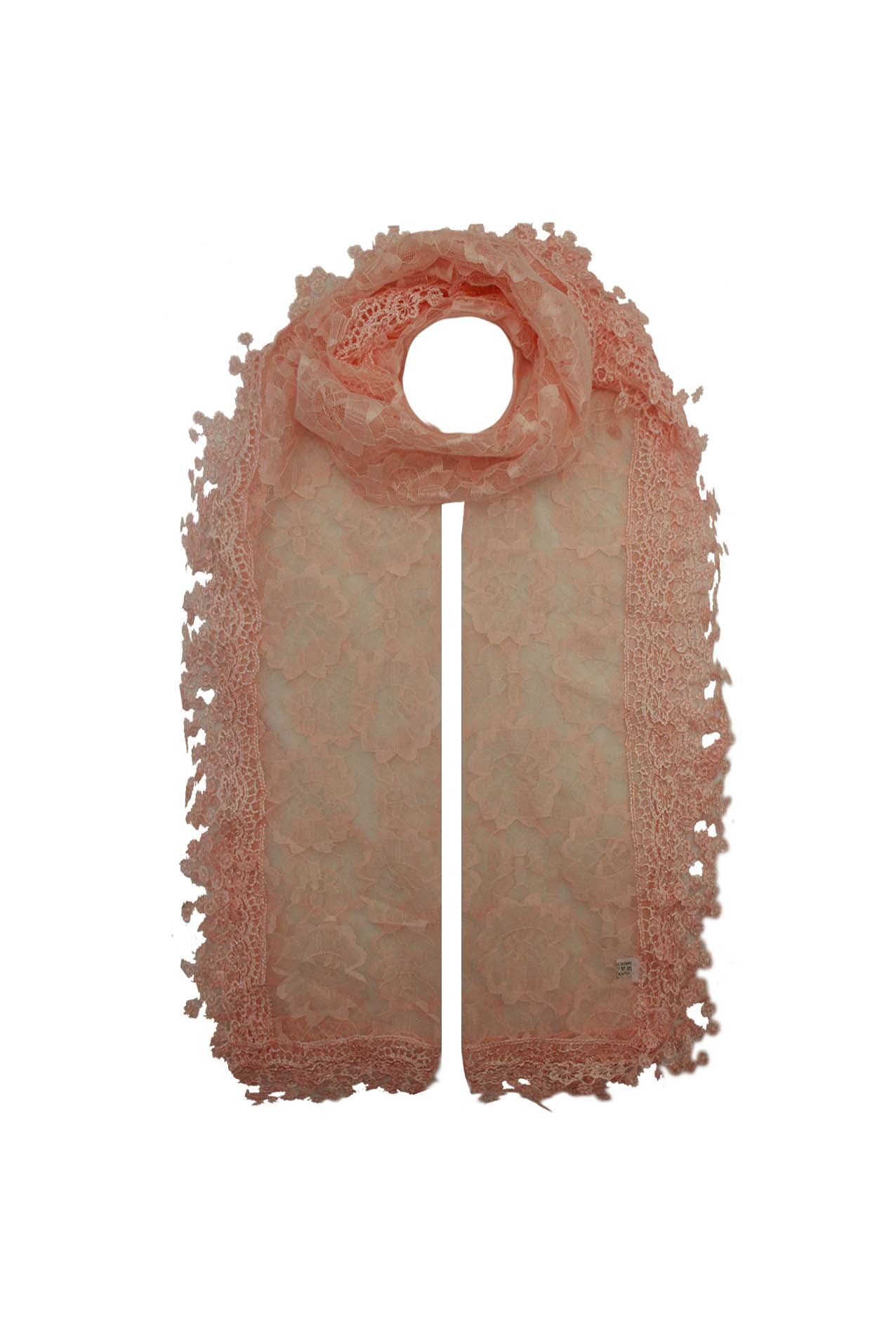 AB1885-50 Lace Design Scarf with Flower Pattern