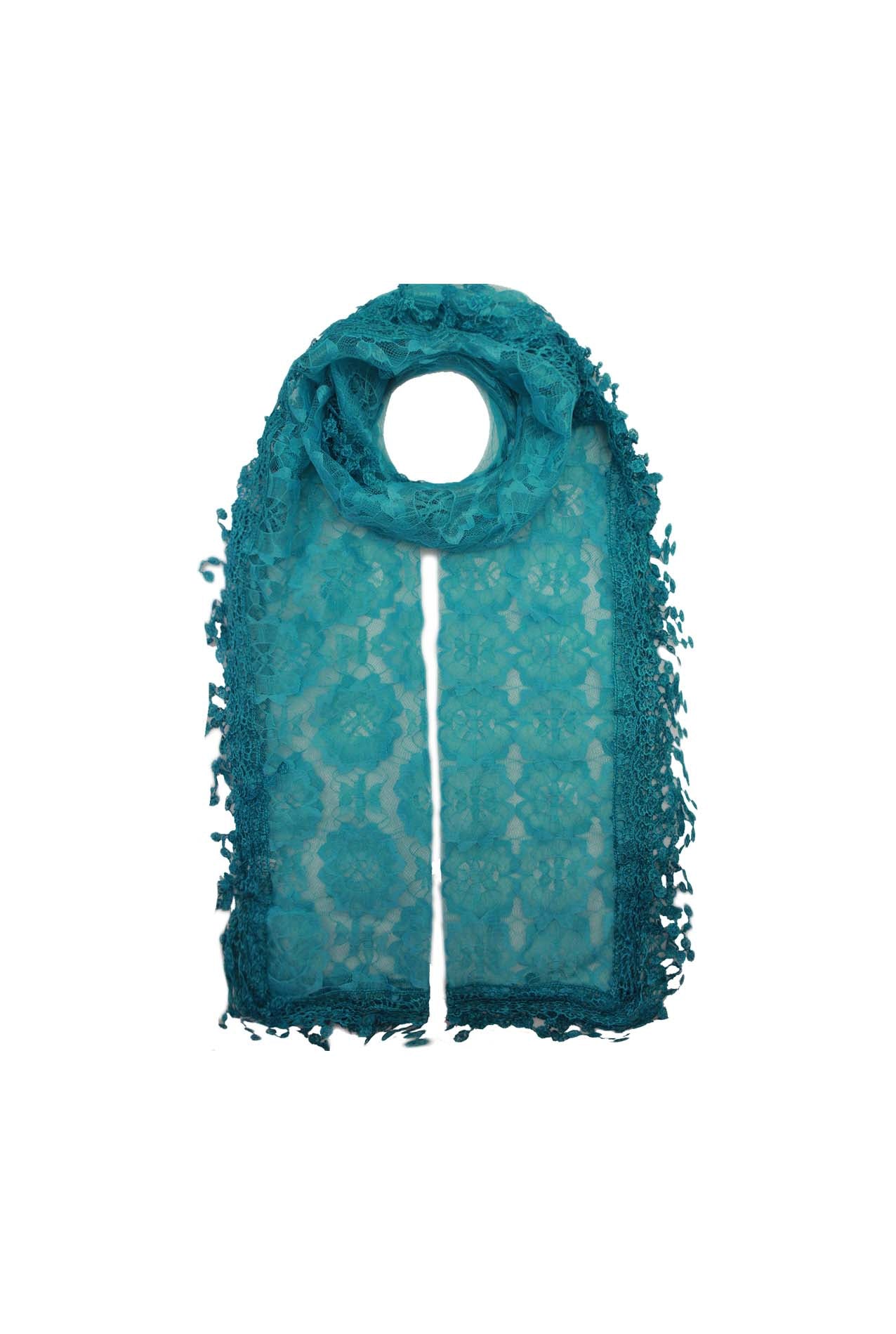 AB1885-50 Lace Design Scarf with Flower Pattern