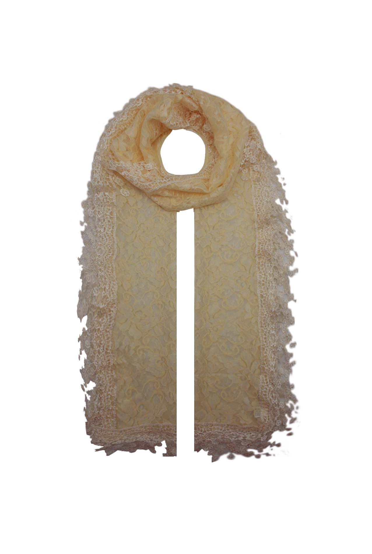 AB1885-51 Viscose Blend Scarf with Lace and Flowers