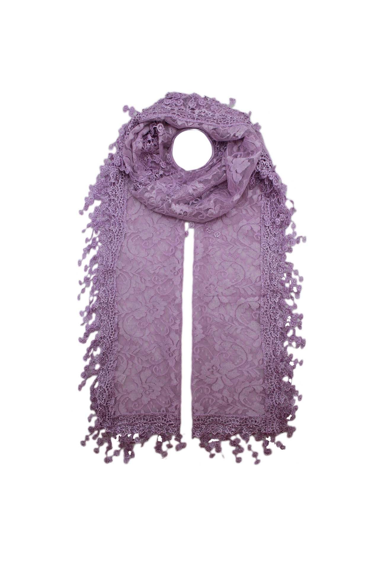 AB1885-51 Viscose Blend Scarf with Lace and Flowers