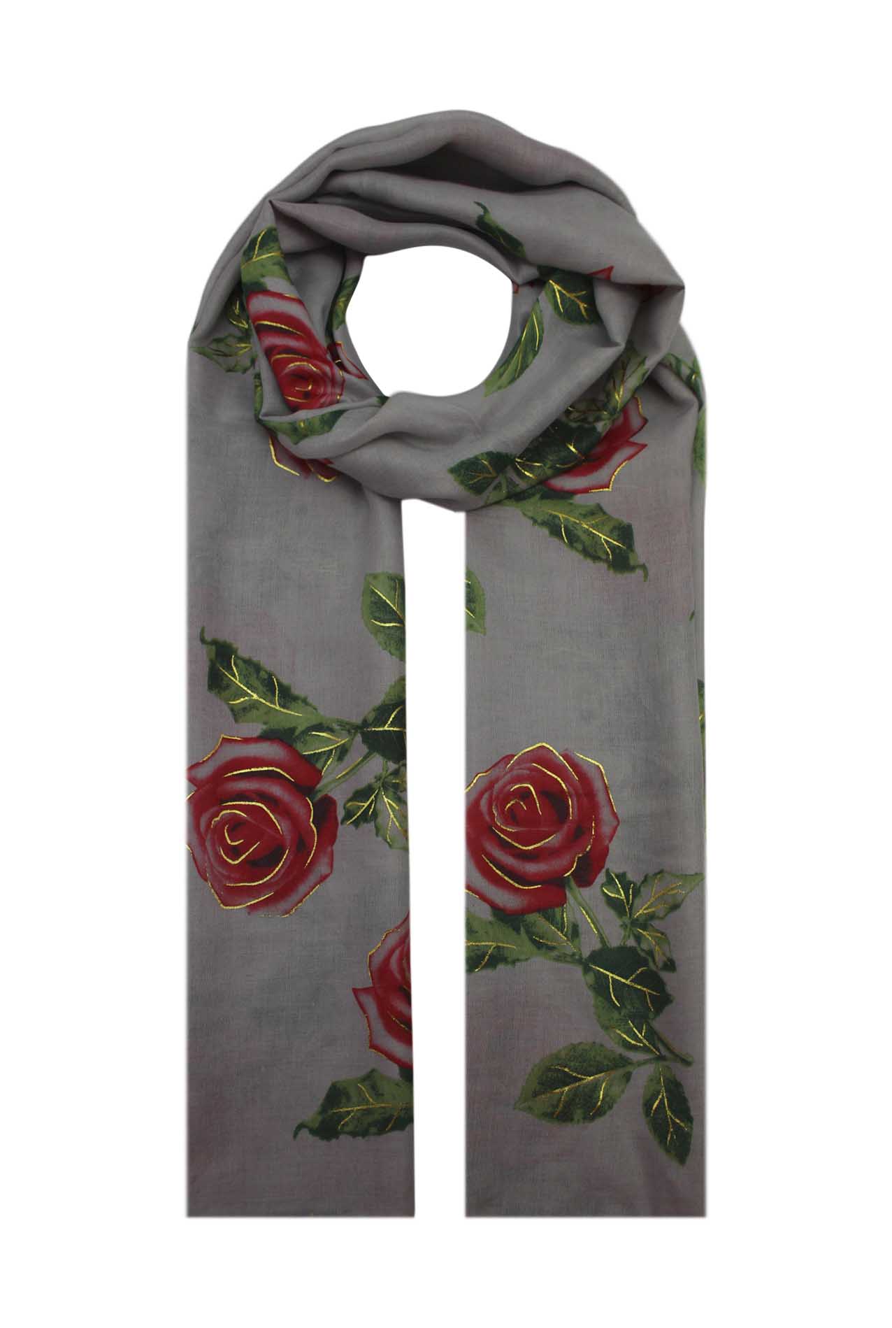 AB1885-9 Large Floral Print Scarf with Roses