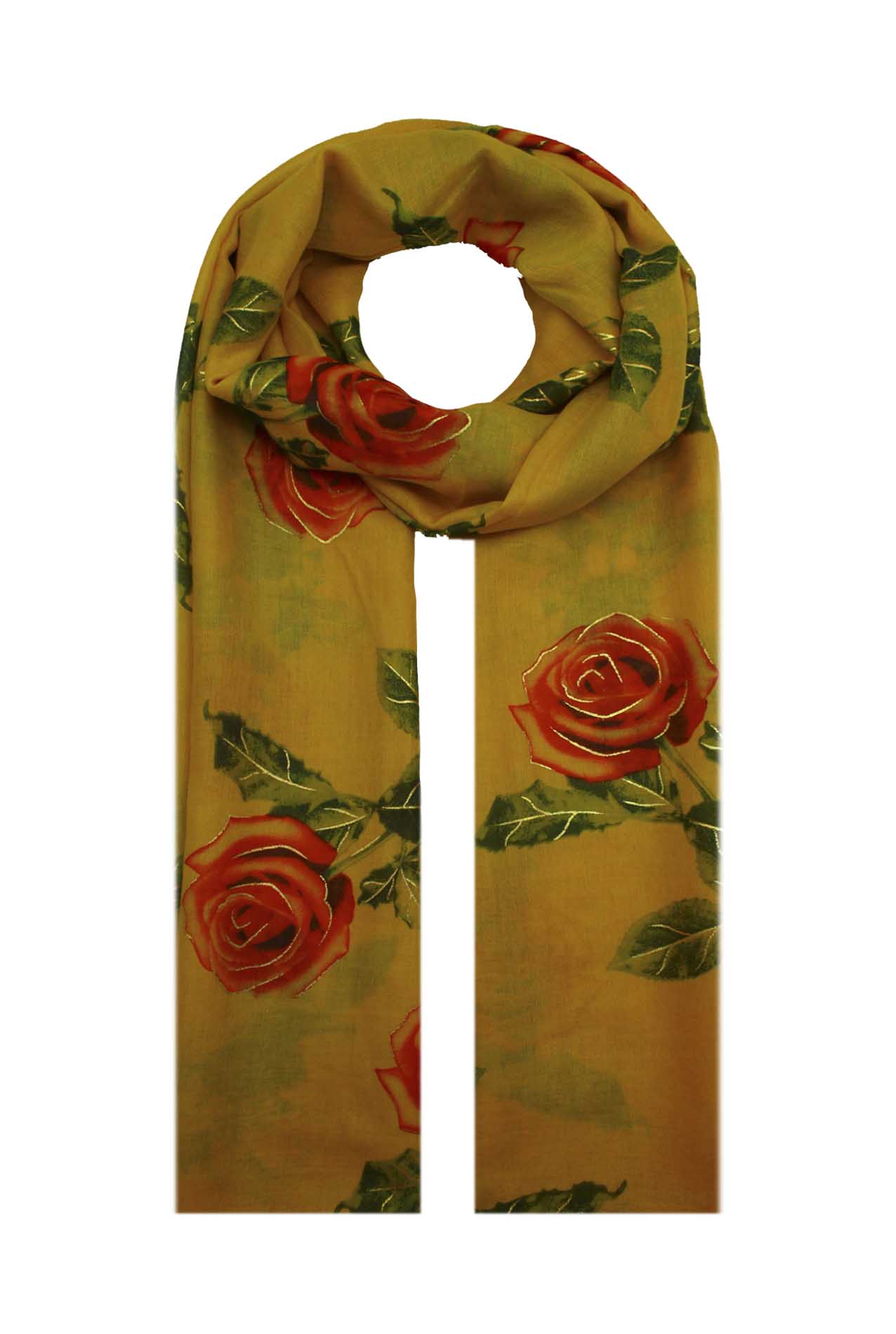 AB1885-9 Large Floral Print Scarf with Roses