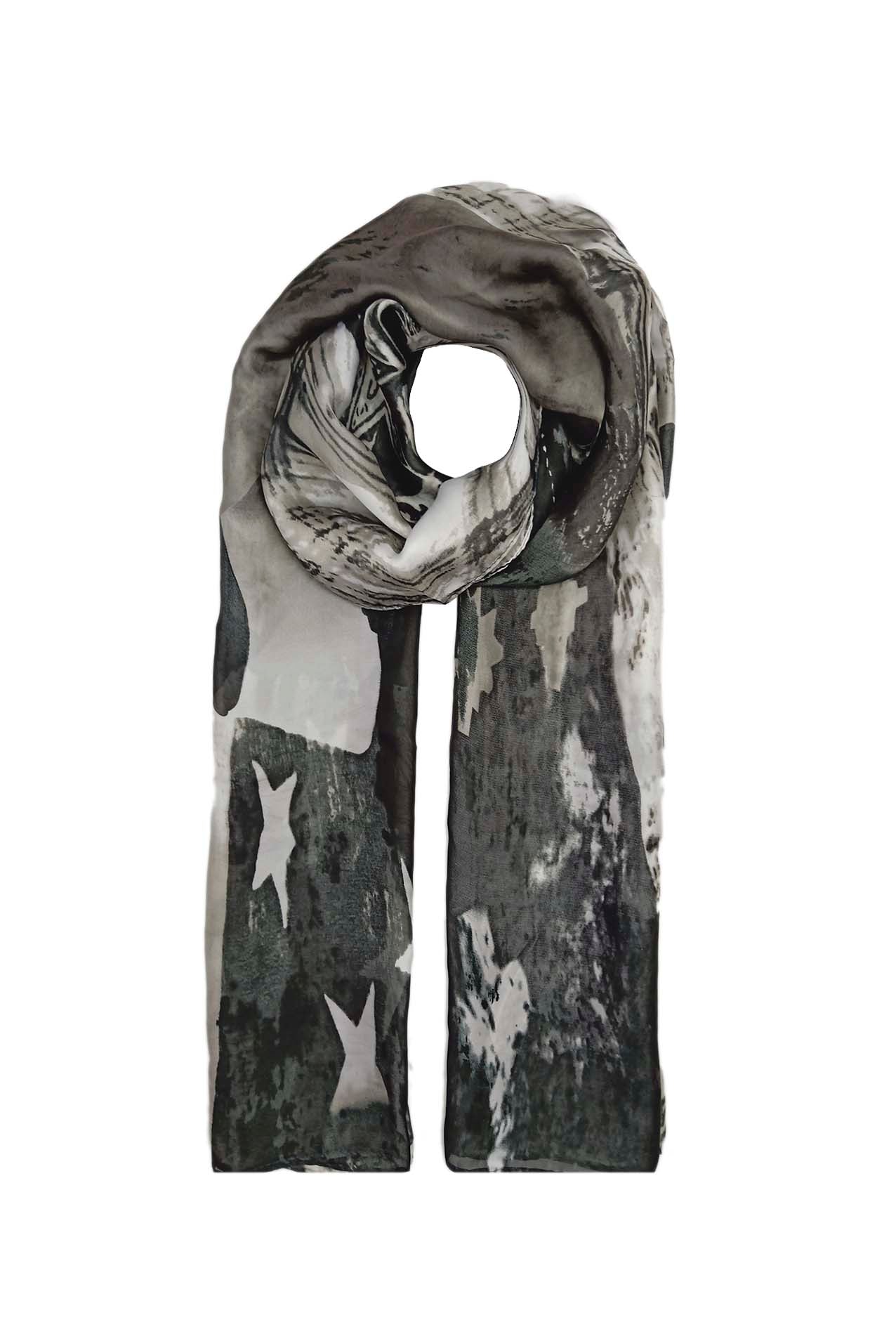 AB1888-487 Star Print Silk Blend Scarf