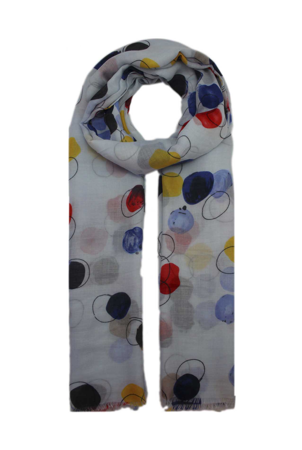 AB1890-23 Watercolour Polka-Dots Cotton Blend Scarf