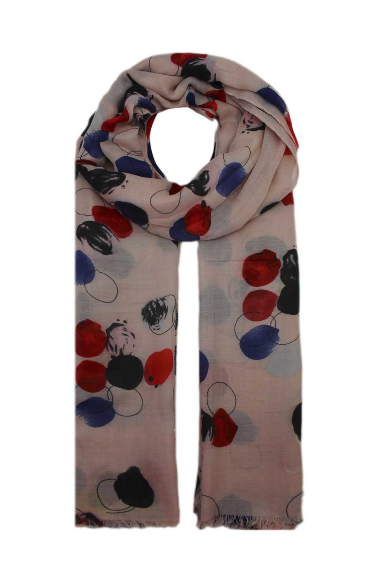 AB1890-23 Watercolour Polka-Dots Cotton Blend Scarf