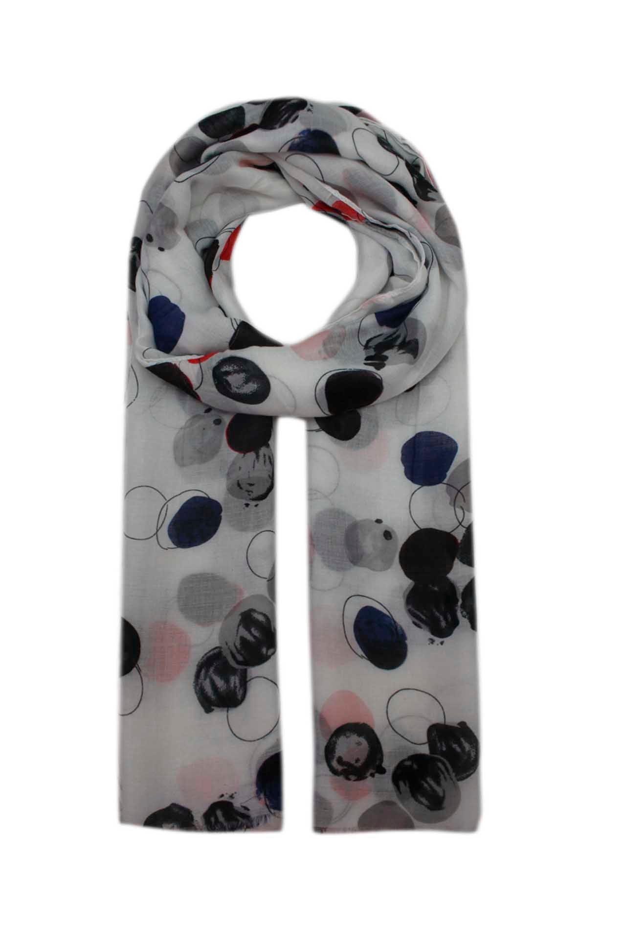 AB1890-23 Watercolour Polka-Dots Cotton Blend Scarf