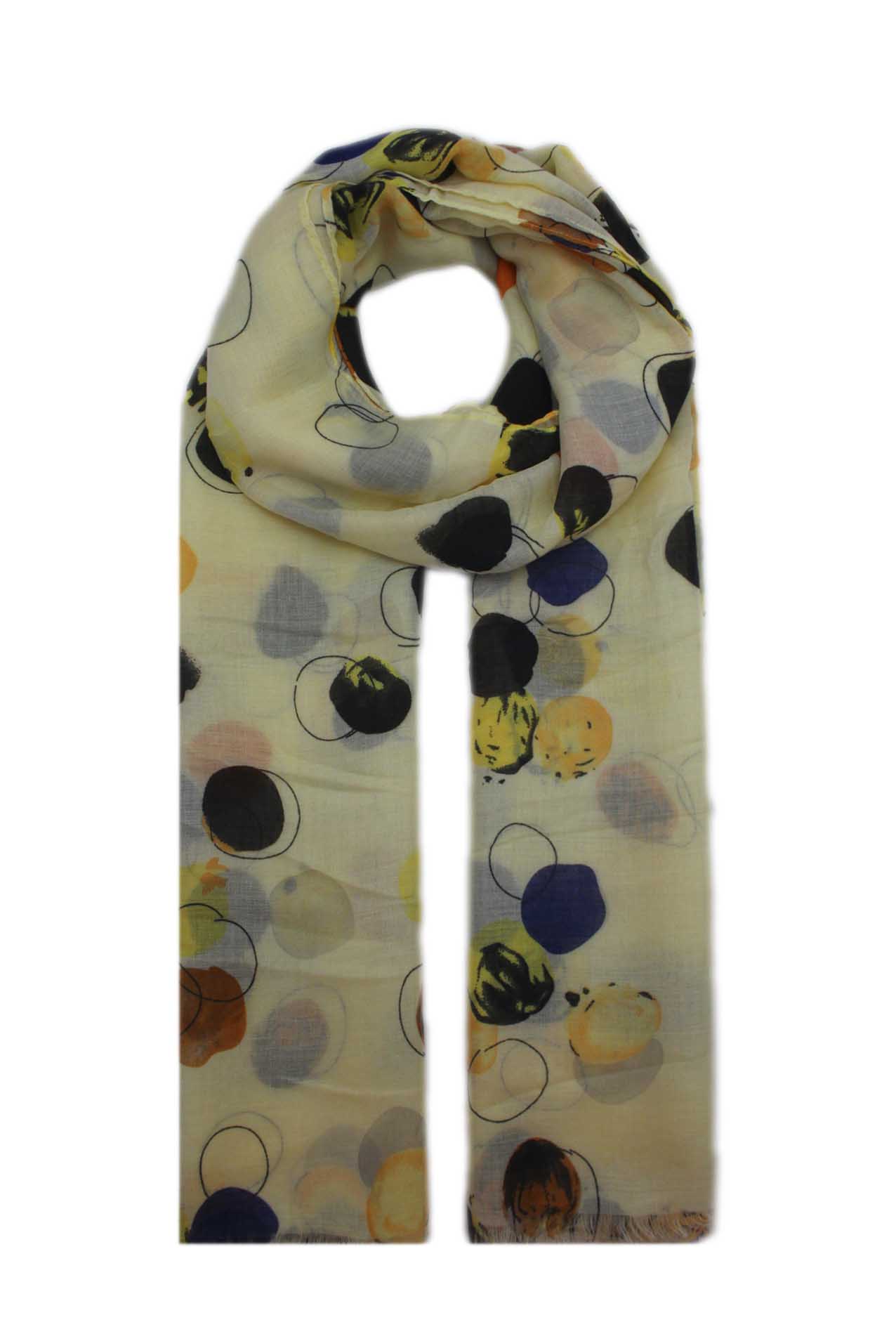 AB1890-23 Watercolour Polka-Dots Cotton Blend Scarf