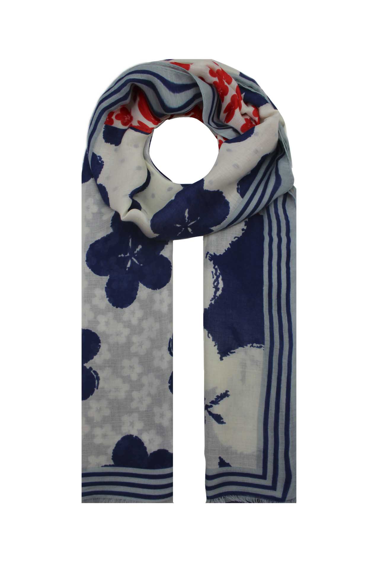 AB1890-25 Cotton Blend Mixed Floral Pattern Scarf