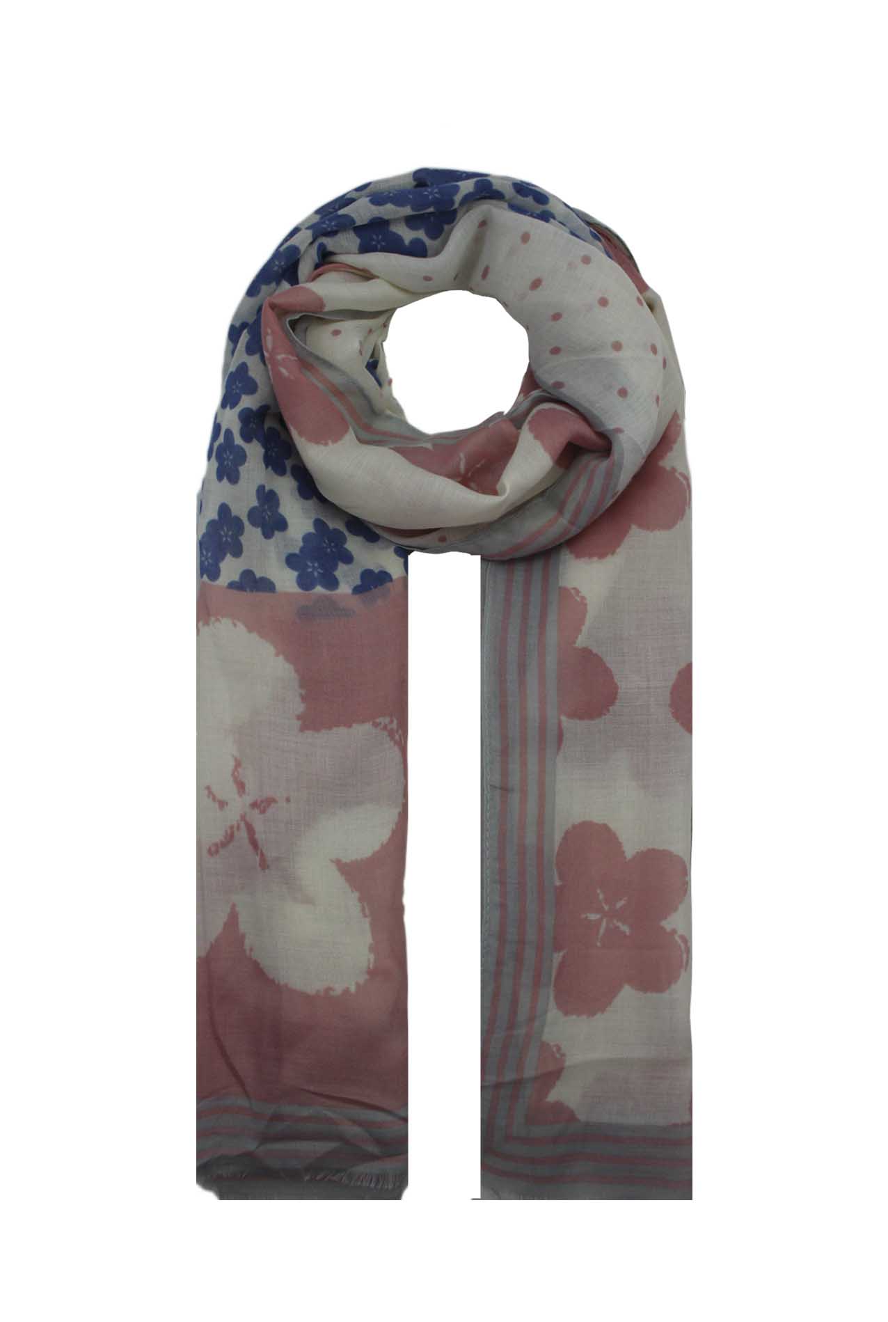 AB1890-25 Cotton Blend Mixed Floral Pattern Scarf