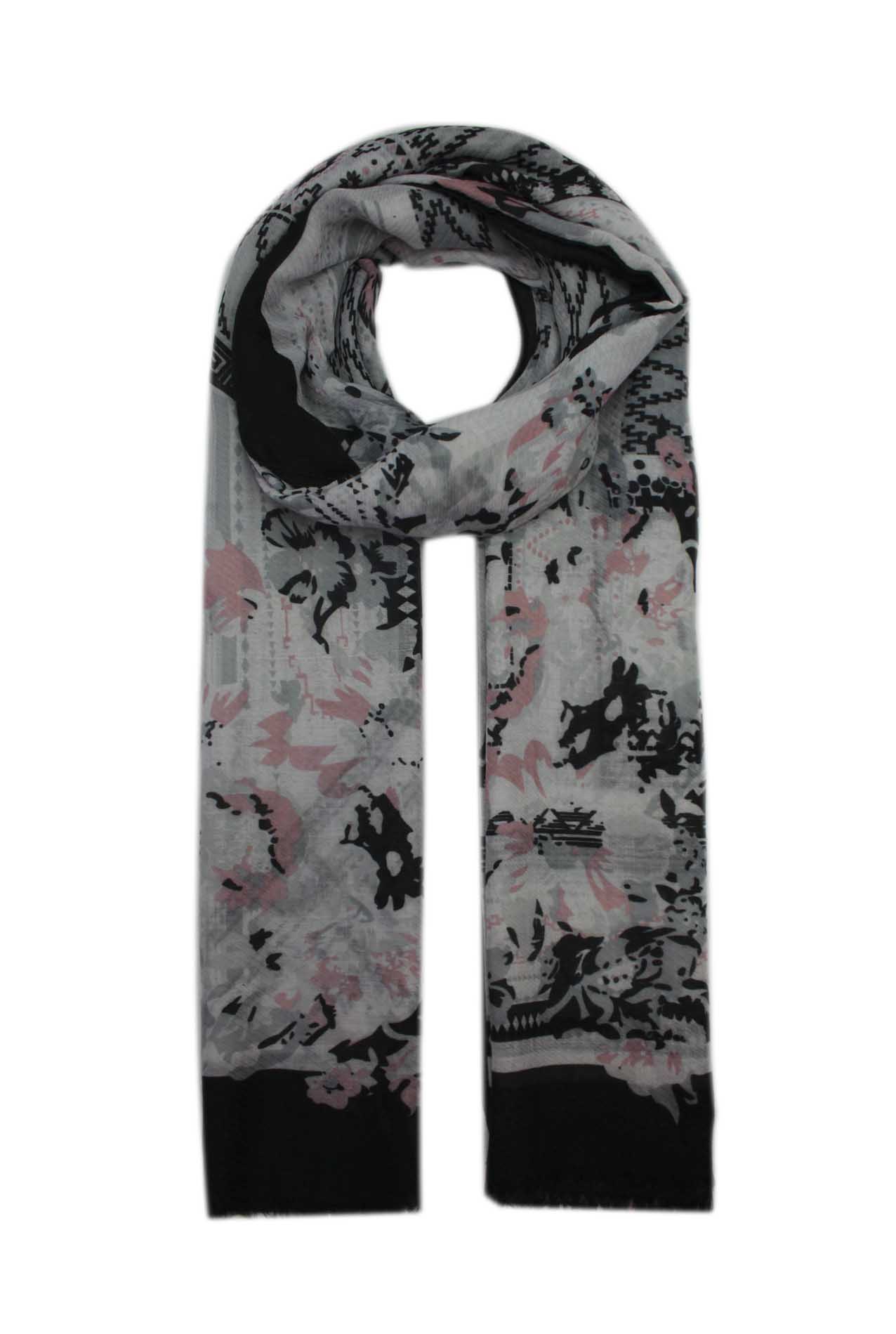 AB1890-26 Mixed Pattern Design Cotton Blend Scarf