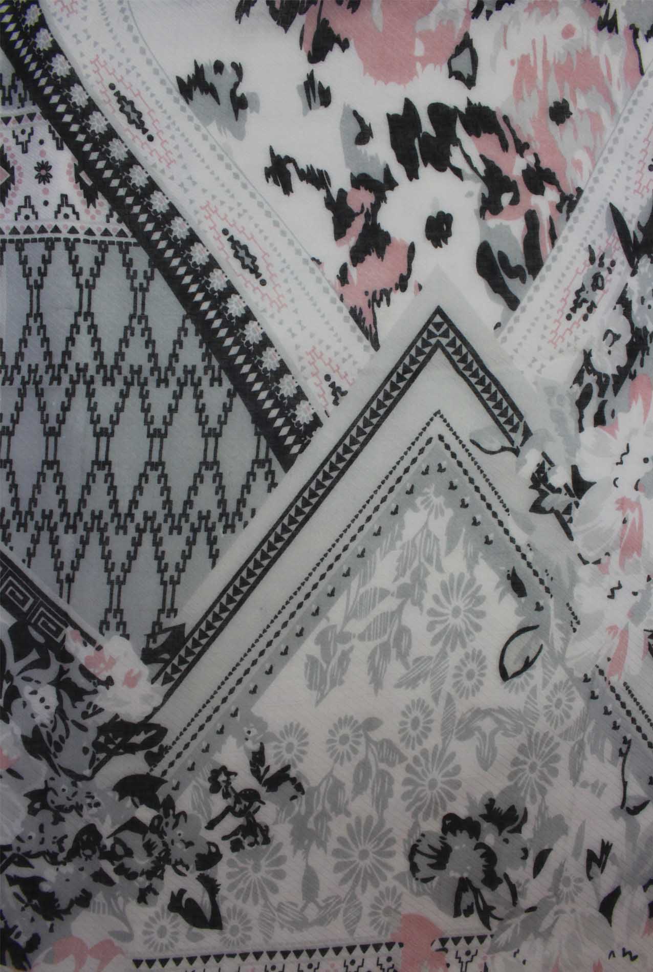 AB1890-26 Mixed Pattern Design Cotton Blend Scarf