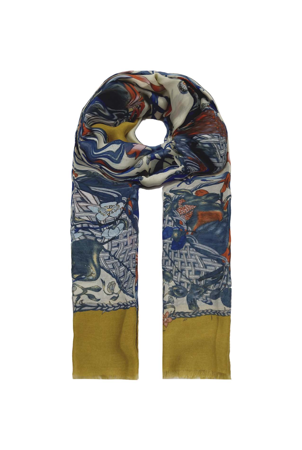 AB1890-276 Viscose Scarf with Butterflies and Flowers