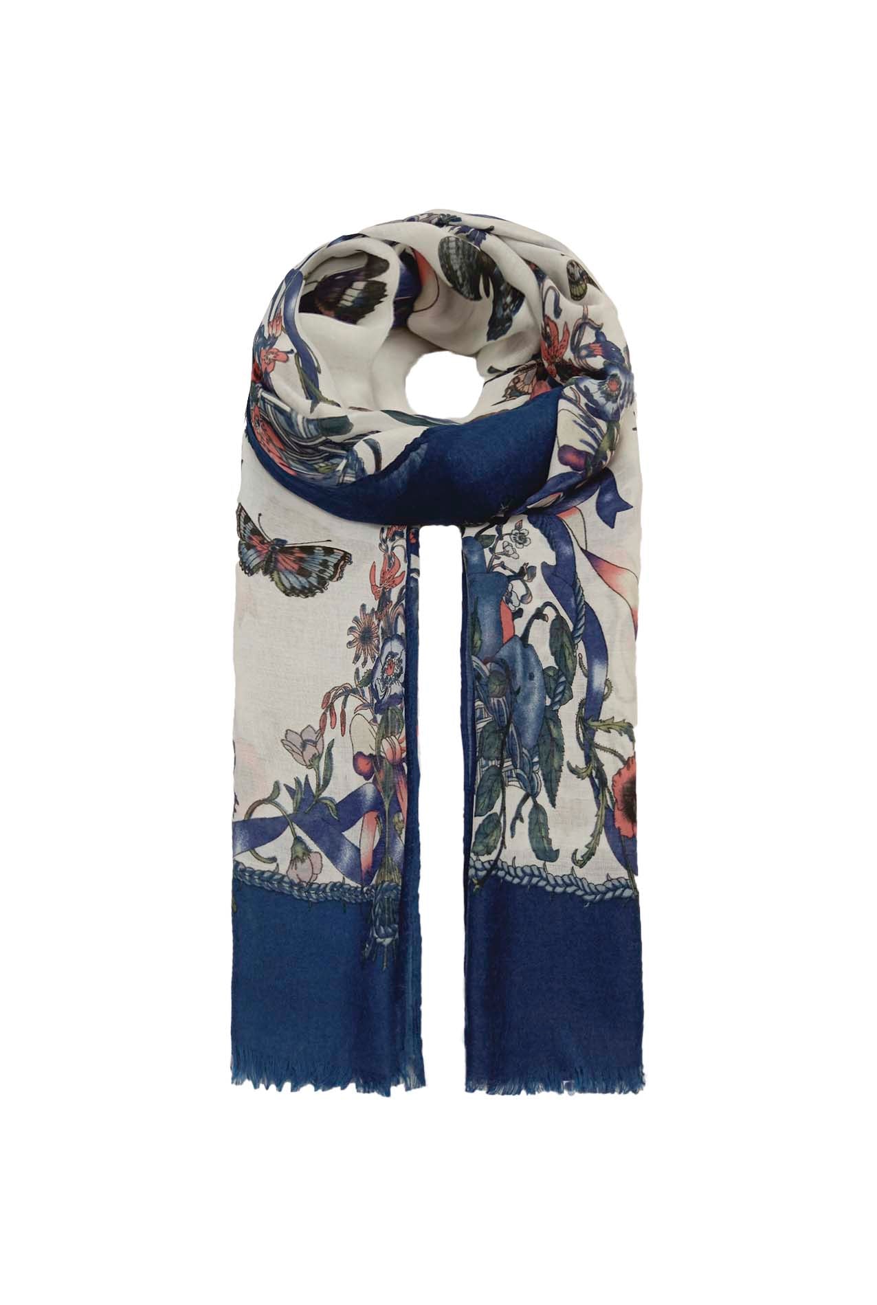 AB1890-276 Viscose Scarf with Butterflies and Flowers